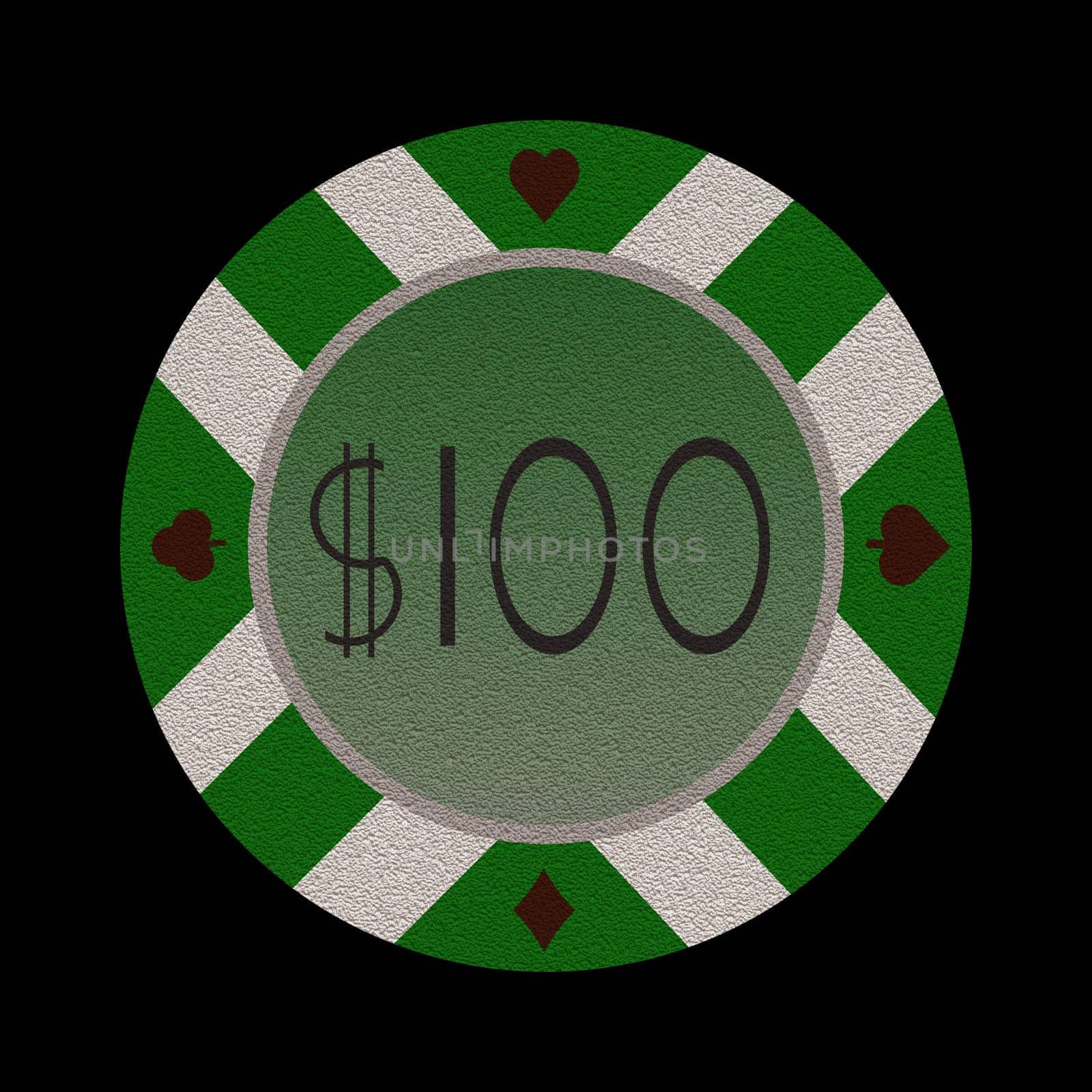 Closeup detail of isolated casino chip on black background