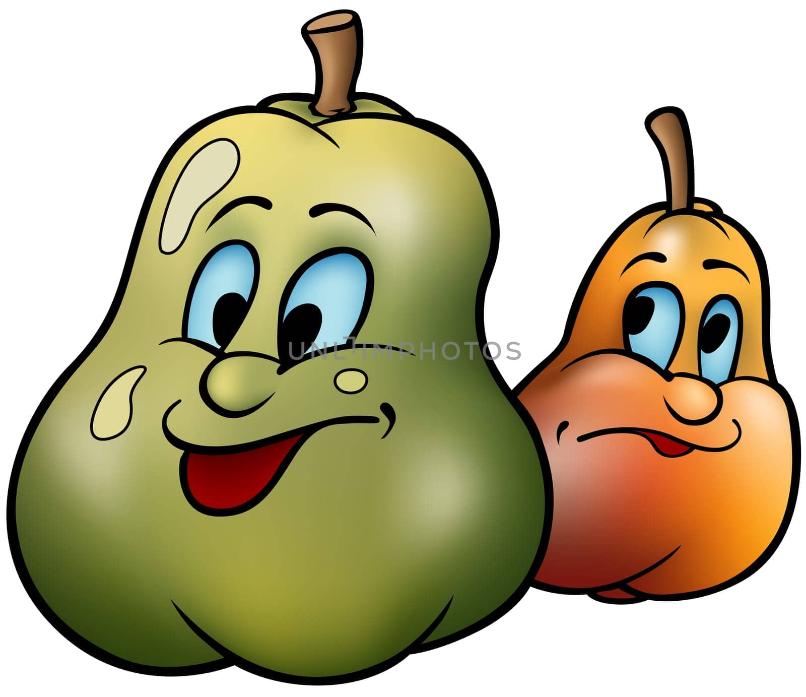 Two Pears - High detailed and coloured cartoon vector illustration