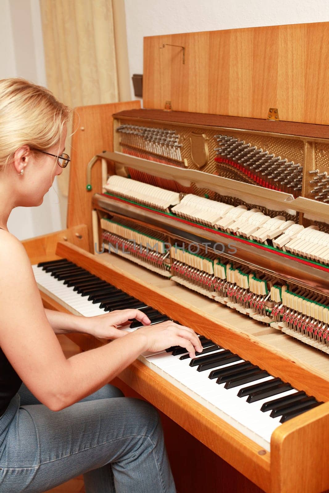 Woman plays piano