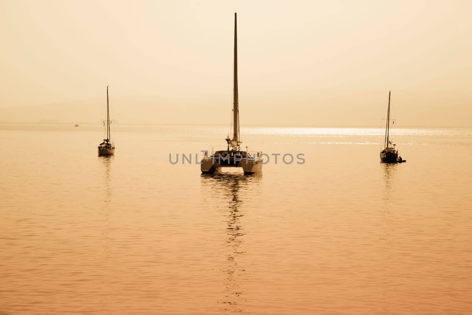 sailing boat anchored in a port in Sardinia