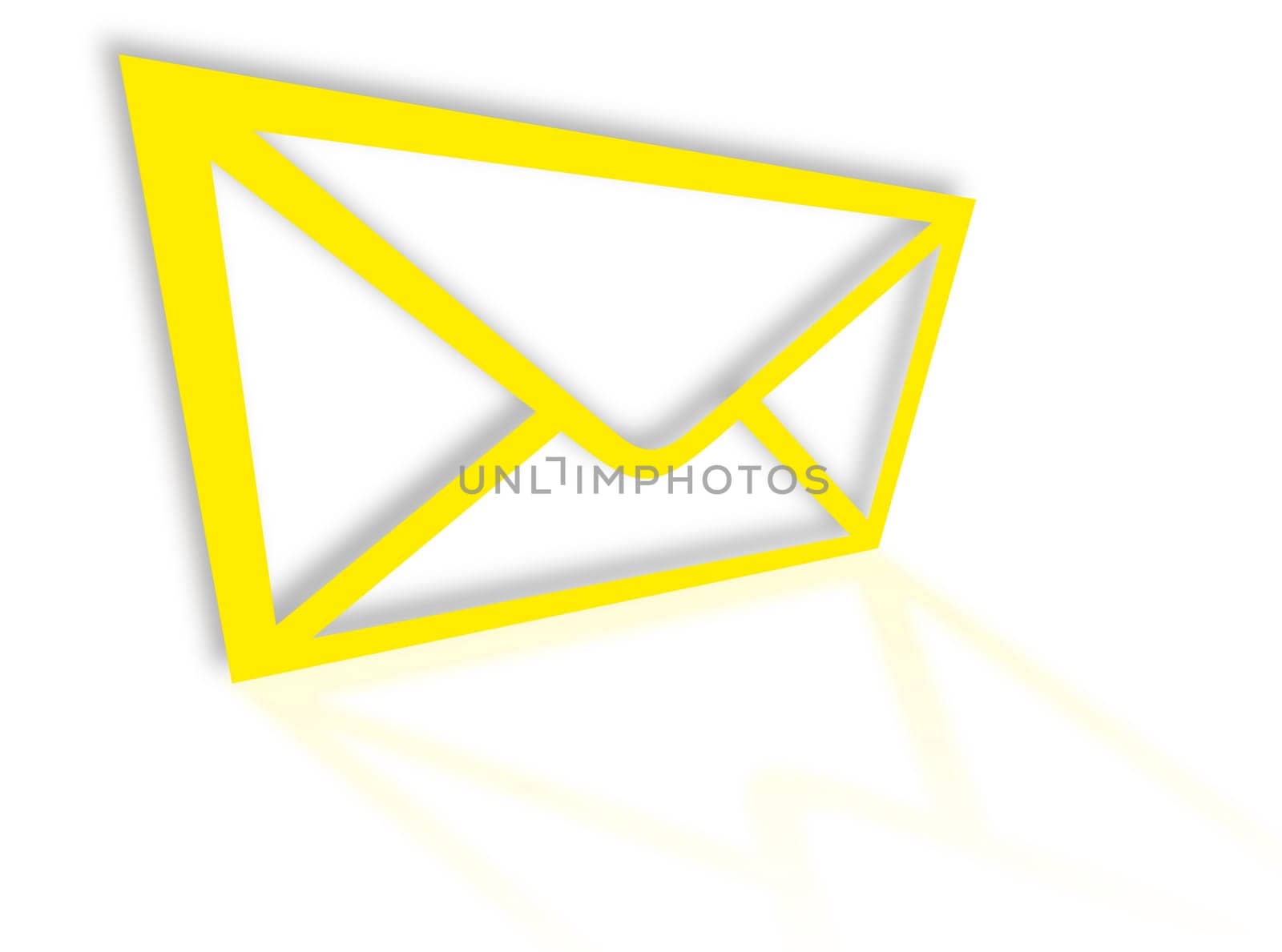 Yellow letter on a white background as symbol of communication