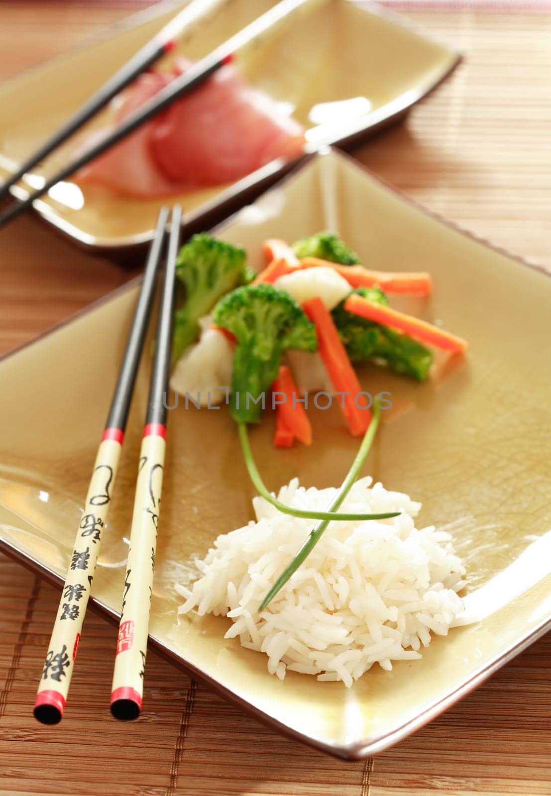 Rice, mushrooms and vegetable