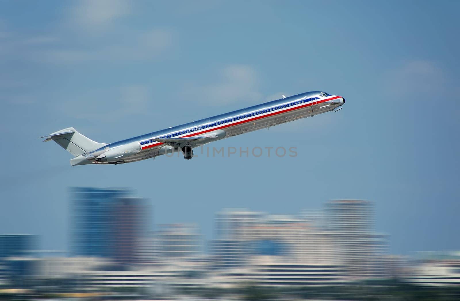 Jet taking off with motion blur