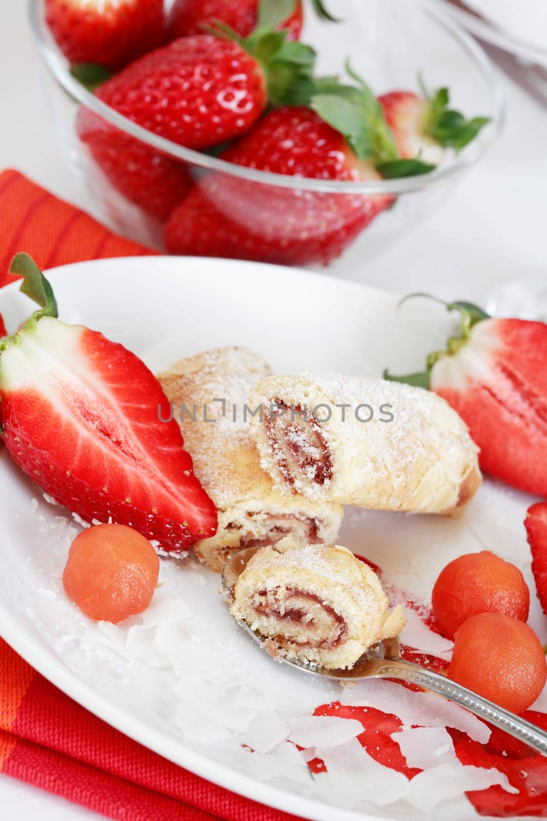 Strawberry biscuits with fruits