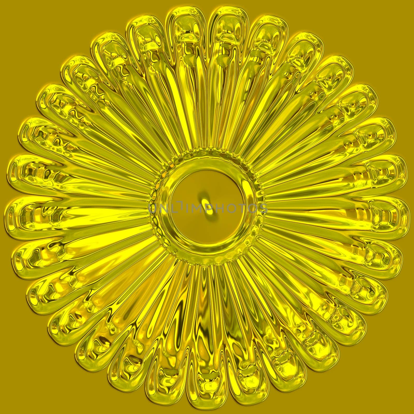Flower shaped shiny gold artifact
