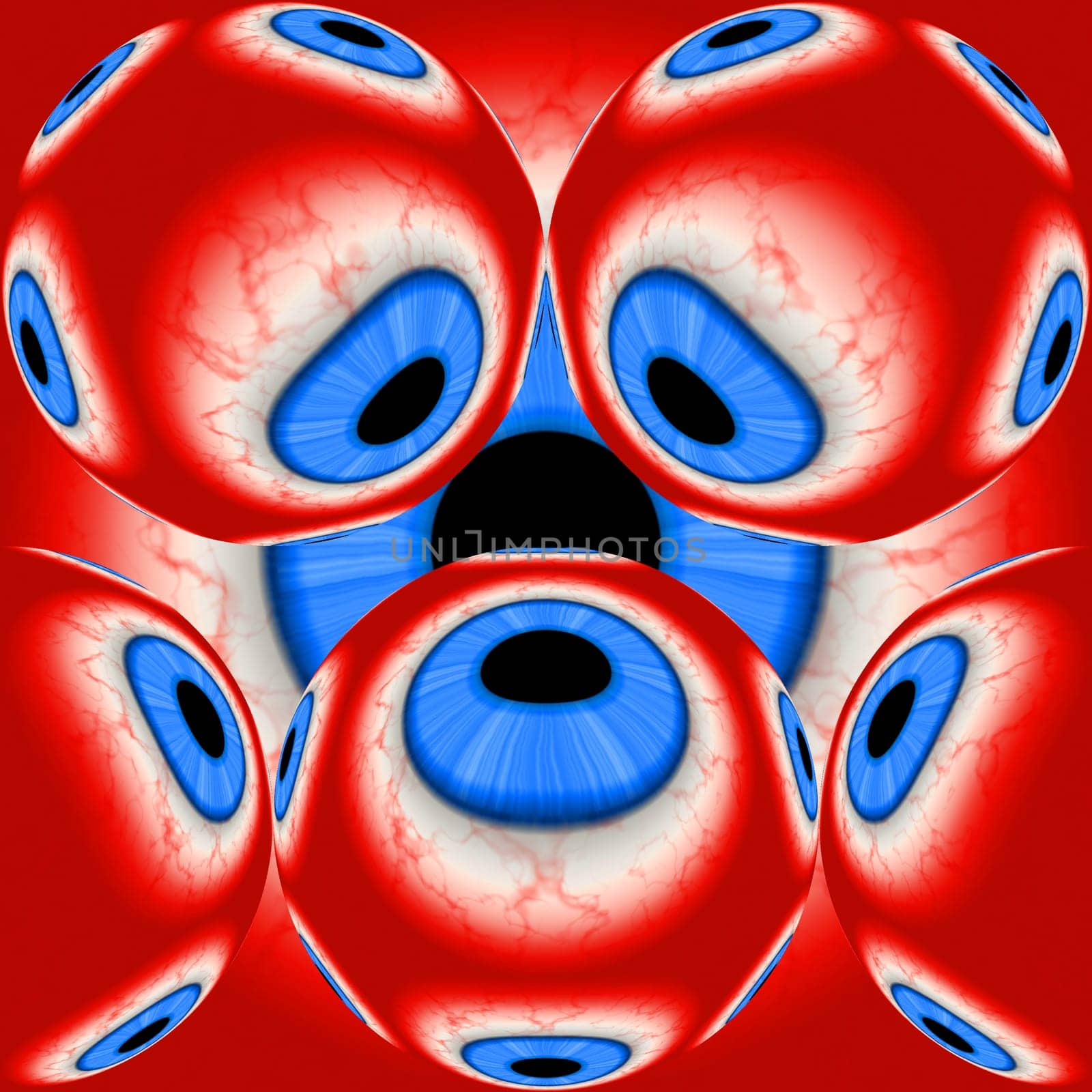 Illustration of multiple red eyeballs
