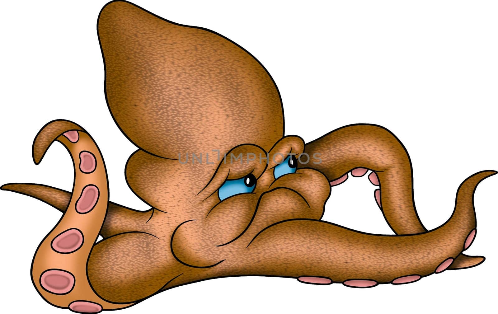 Octopus 05 - High detailed and coloured cartoon illustration - Orange