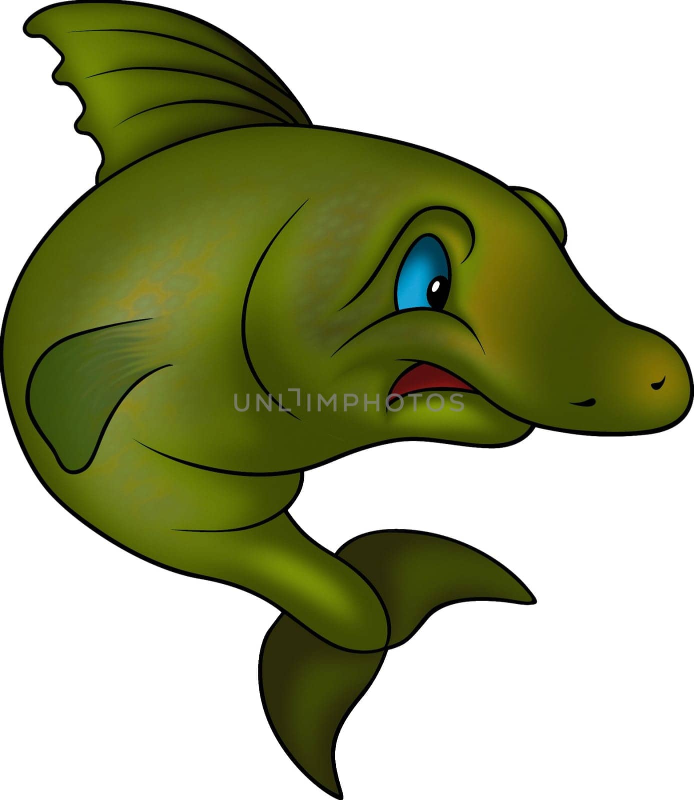 Fish 13 - High detailed illustration - Green jumping fish