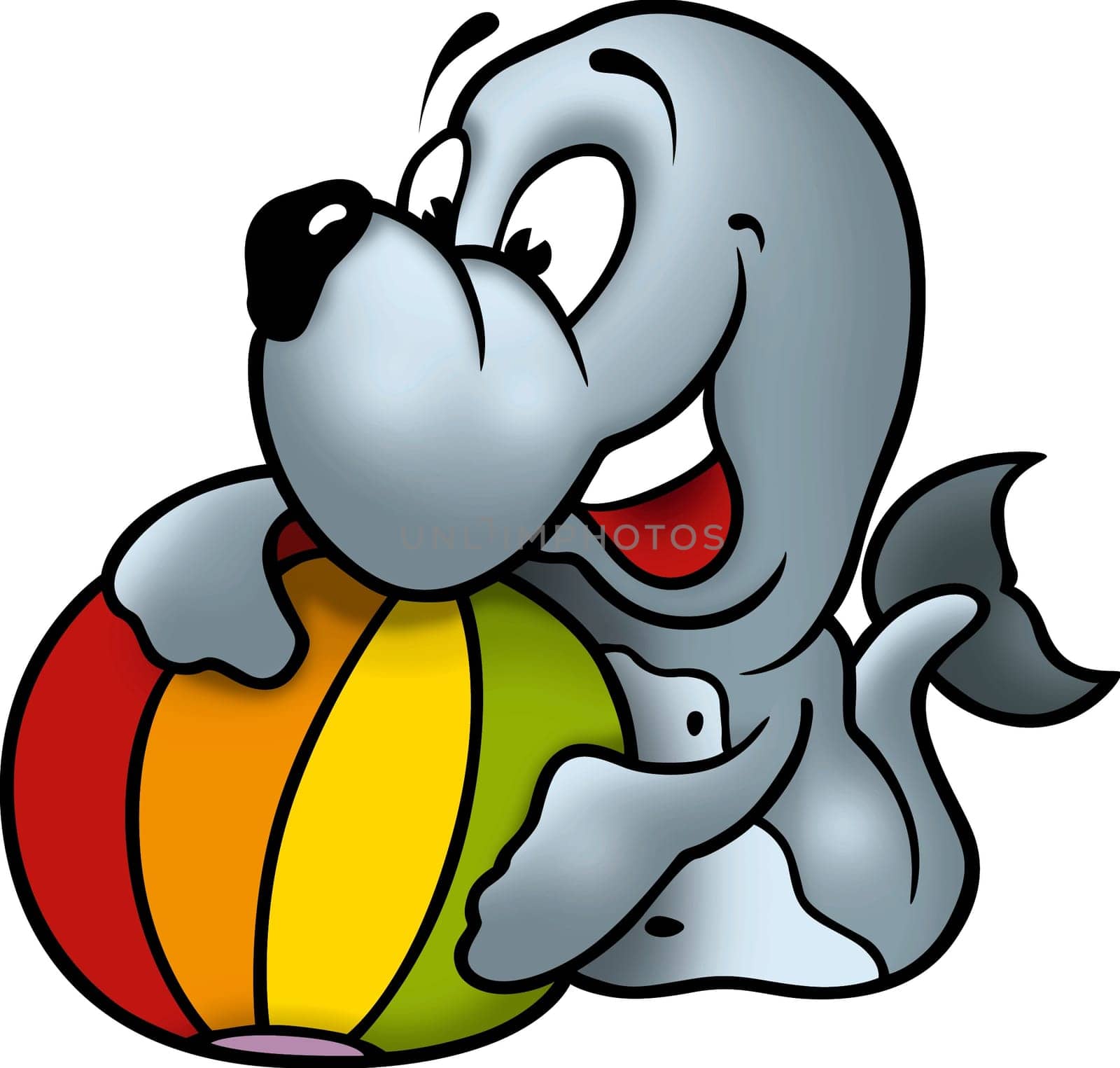 Seal with ball - High detailed illustration - Happy playful seal