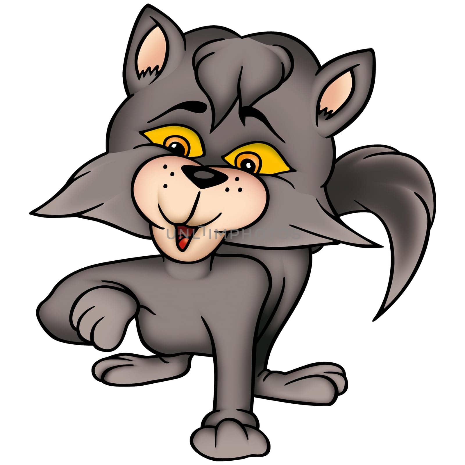 Cat 07 black - High detailed and coloured illustration - Black small cat