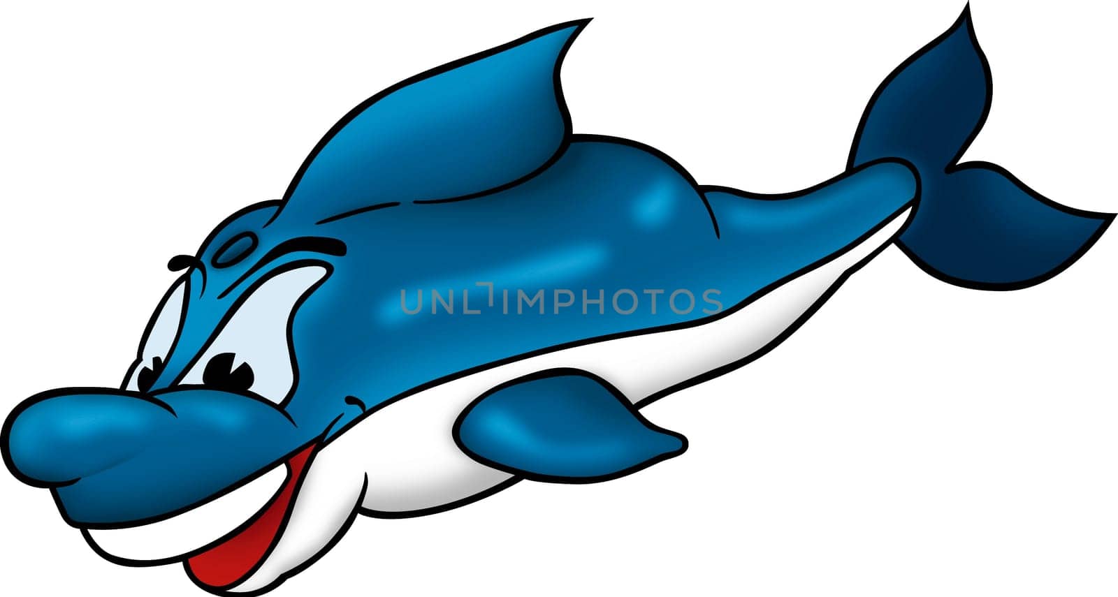 Dolphin - High detailed illustration - Smiling and clever dolphin