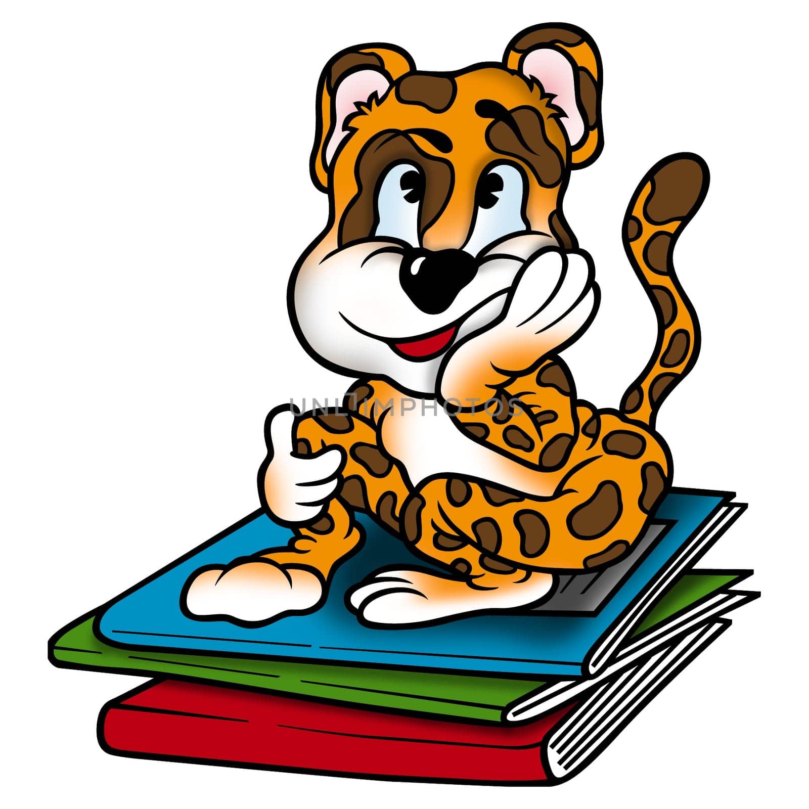 Leopard 10 - High detailed and coloured illustration - Leopard as school-boy
