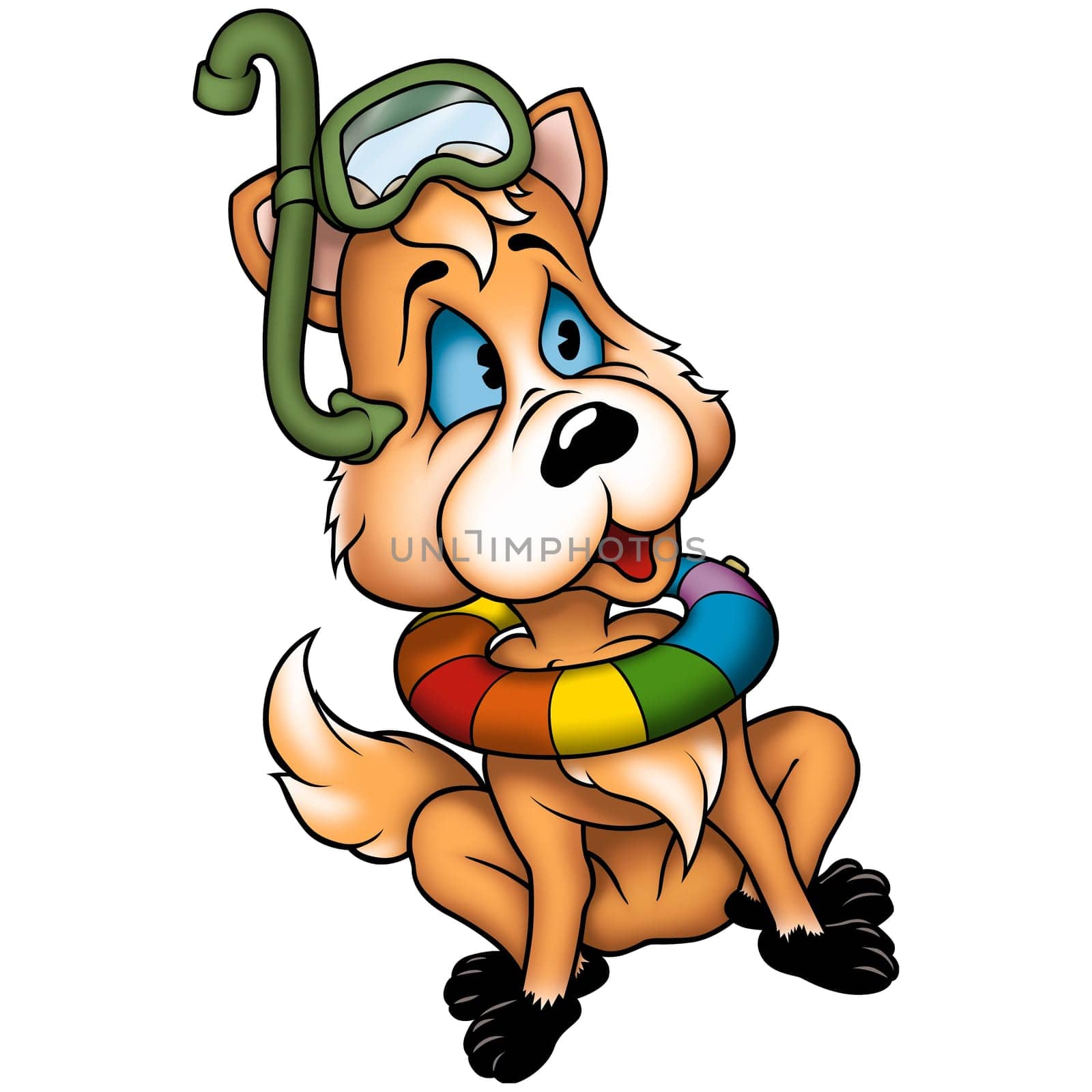 Dog-fox diver - High detailed and coloured illustration