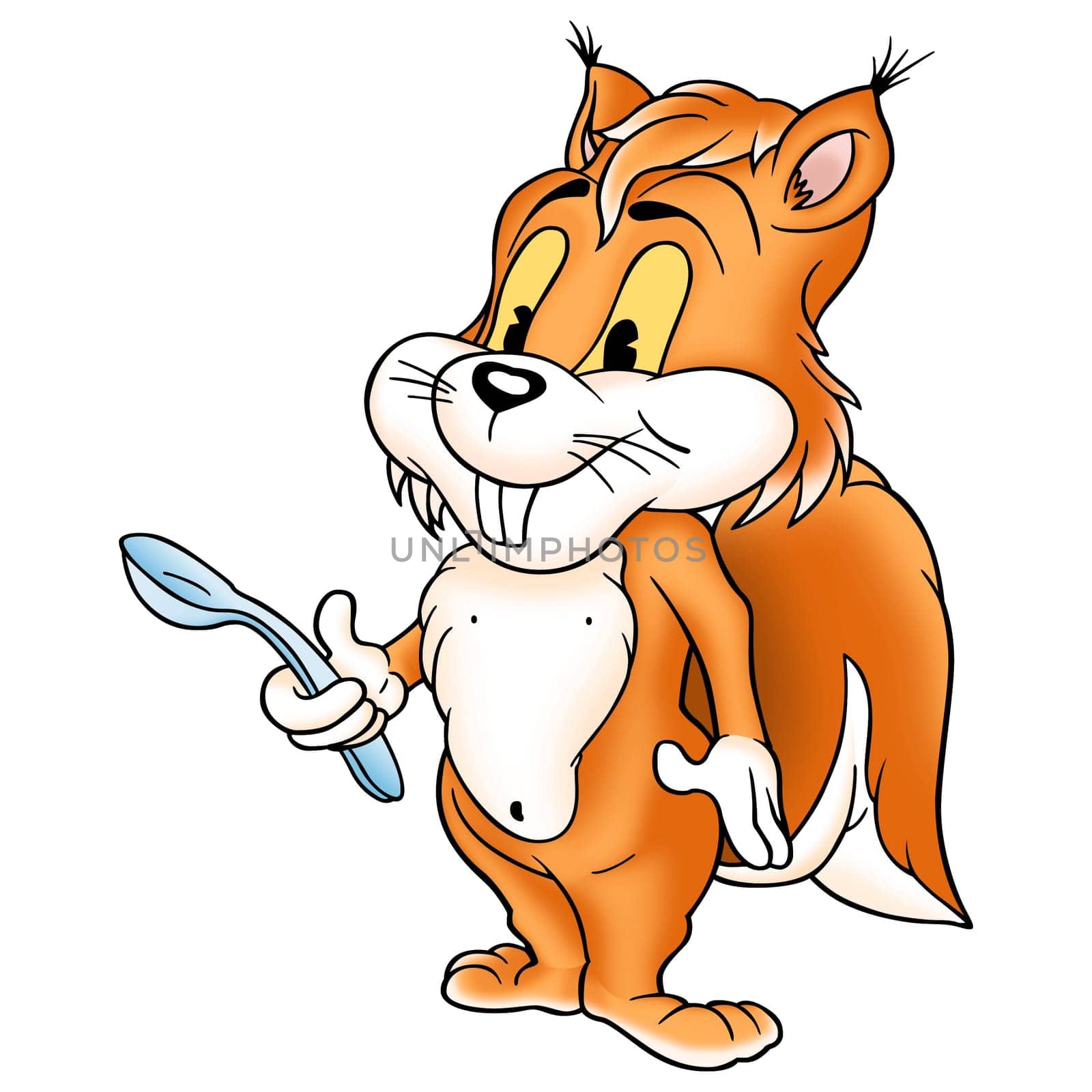 Squirrel 03 with spoon - High detailed and coloured illustration