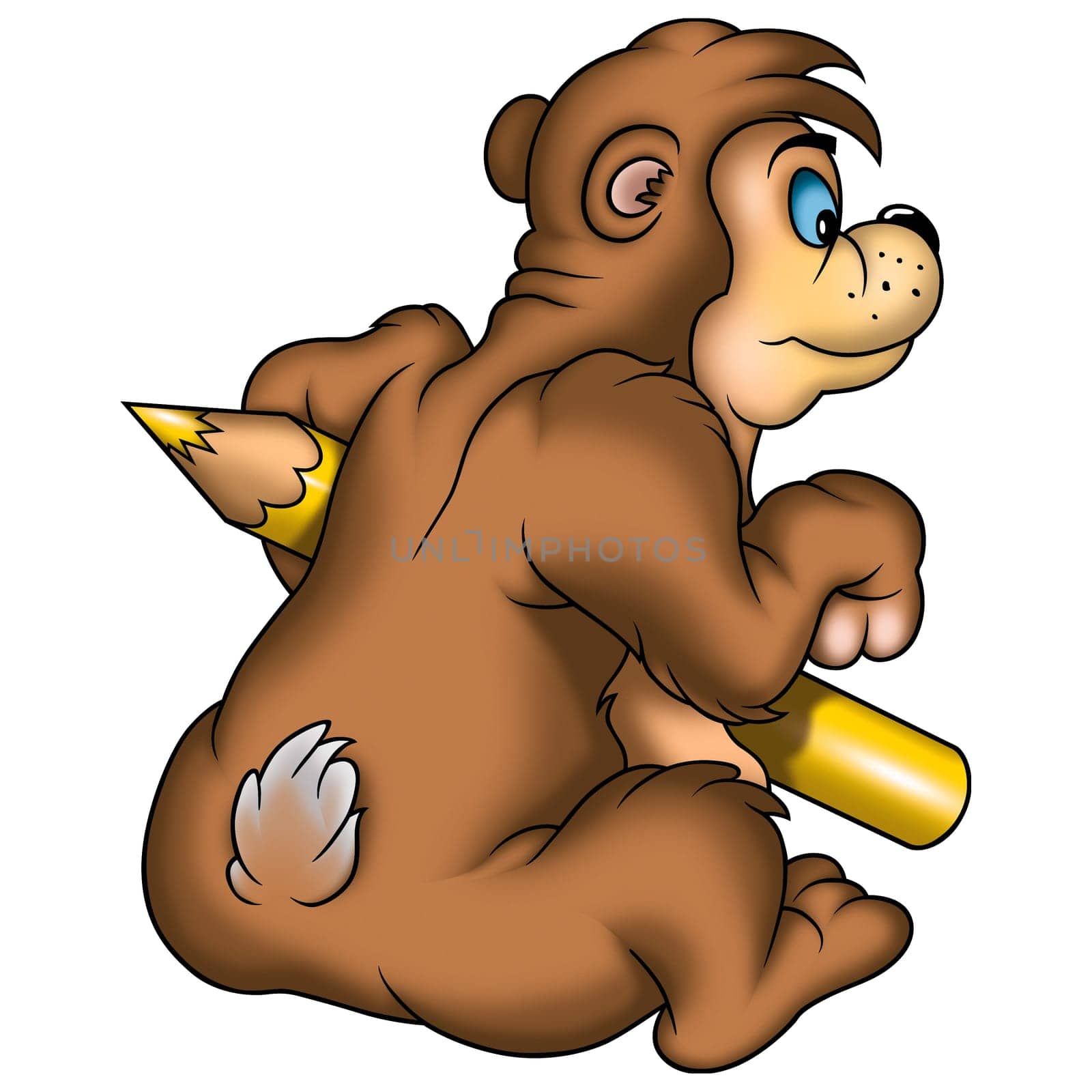 Teddy Bear 06 with pencil - High detailed and coloured illustration - Bear painter