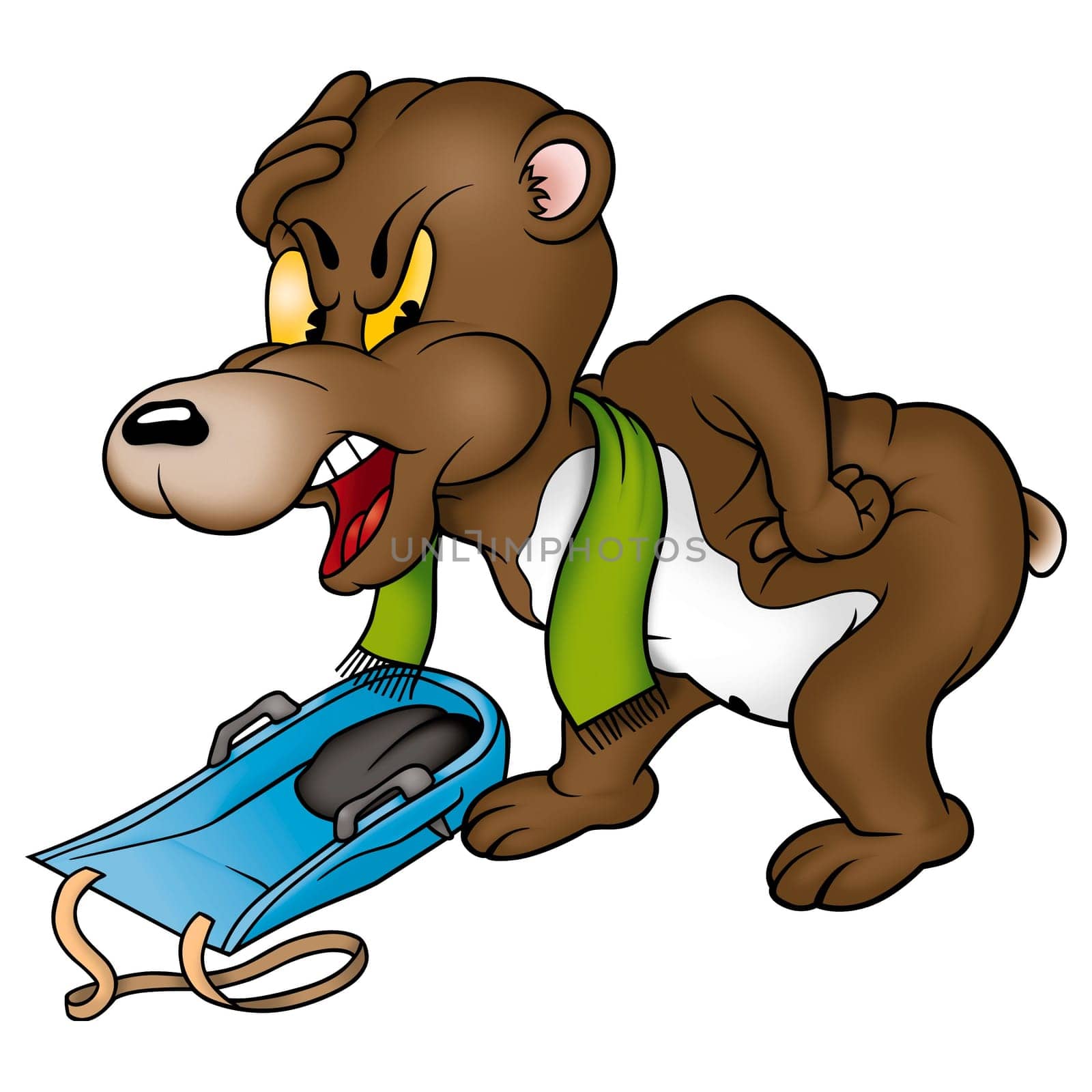 Teddy Bear 02 and bobsleigh - High detailed and coloured illustration