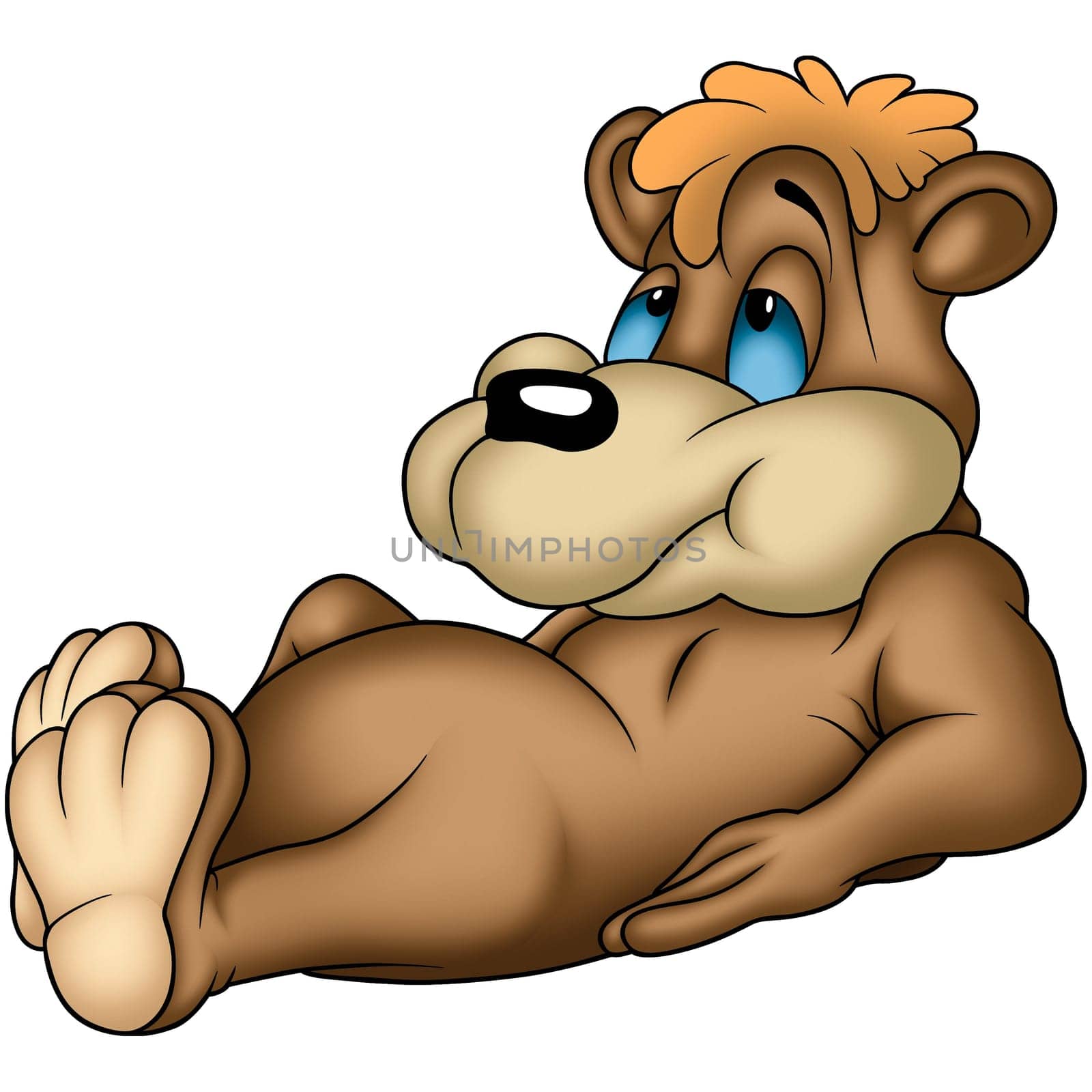Teddy Bear 08 - High detailed and coloured illustration - Laying bear