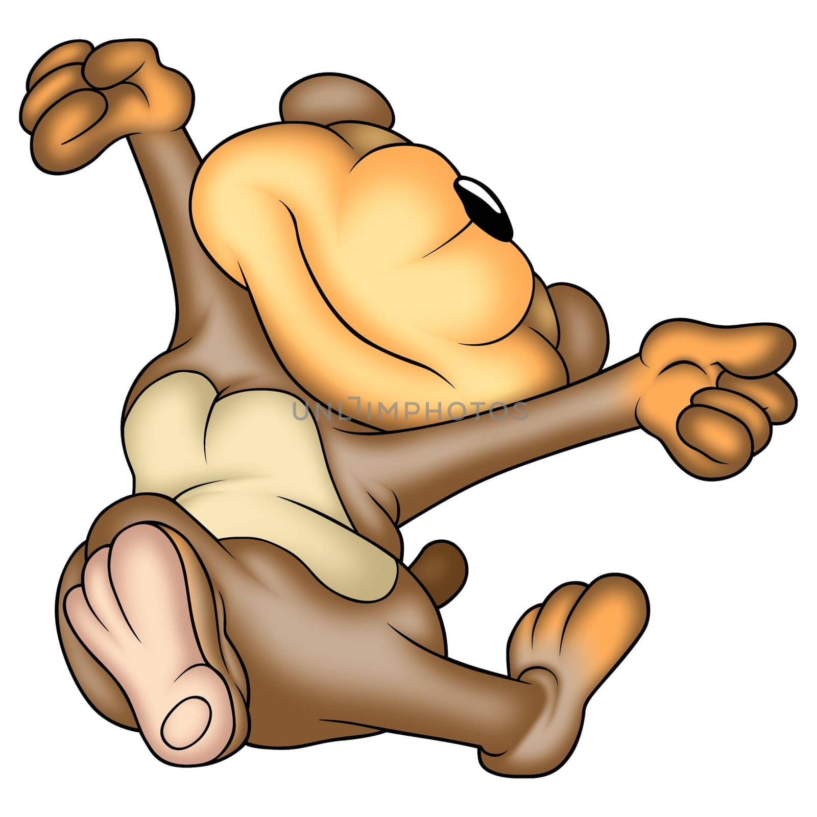 Teddy Bear 14 - High detailed and coloured illustration - Getting up bear