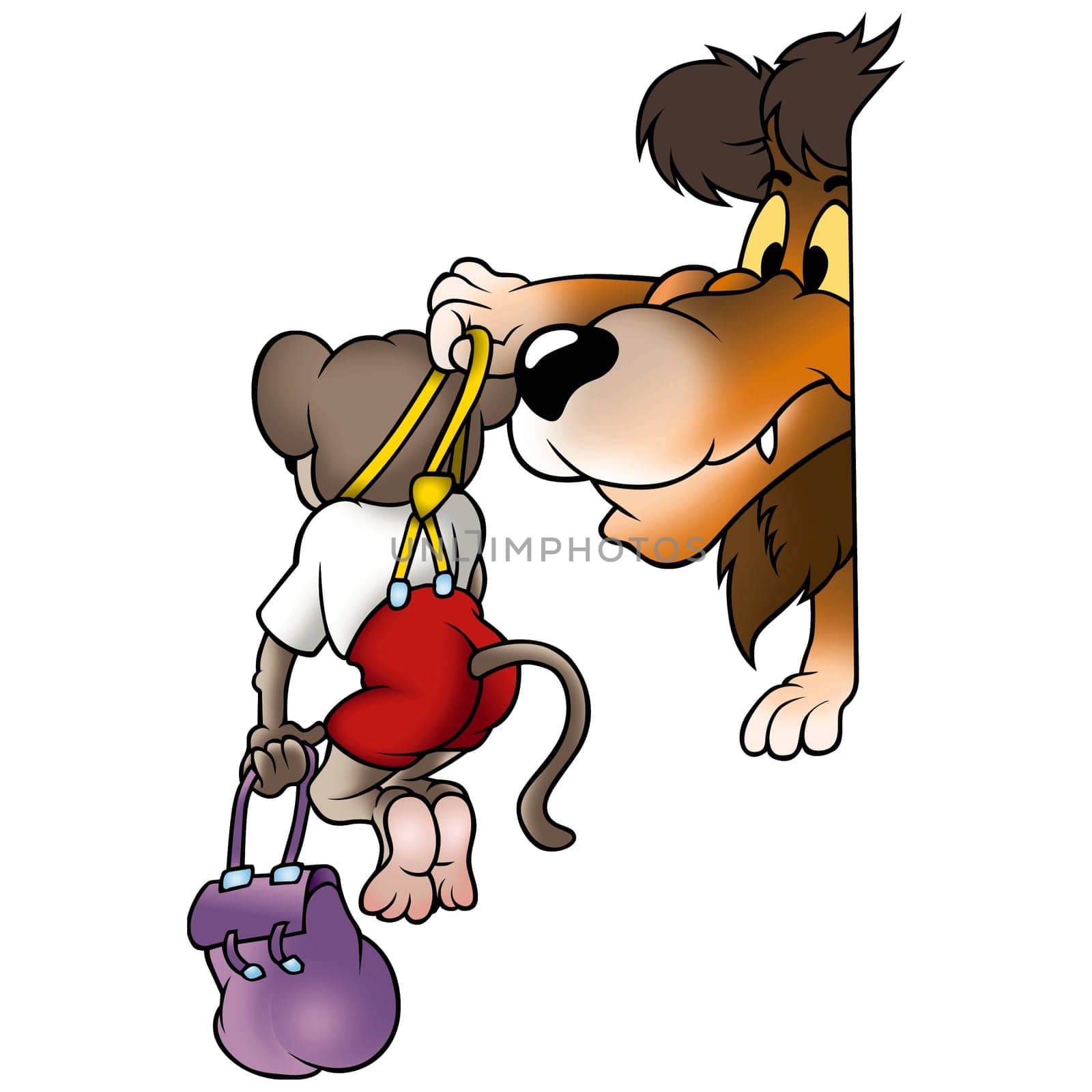 Lion 02 and monkey - High detailed and coloured illustration