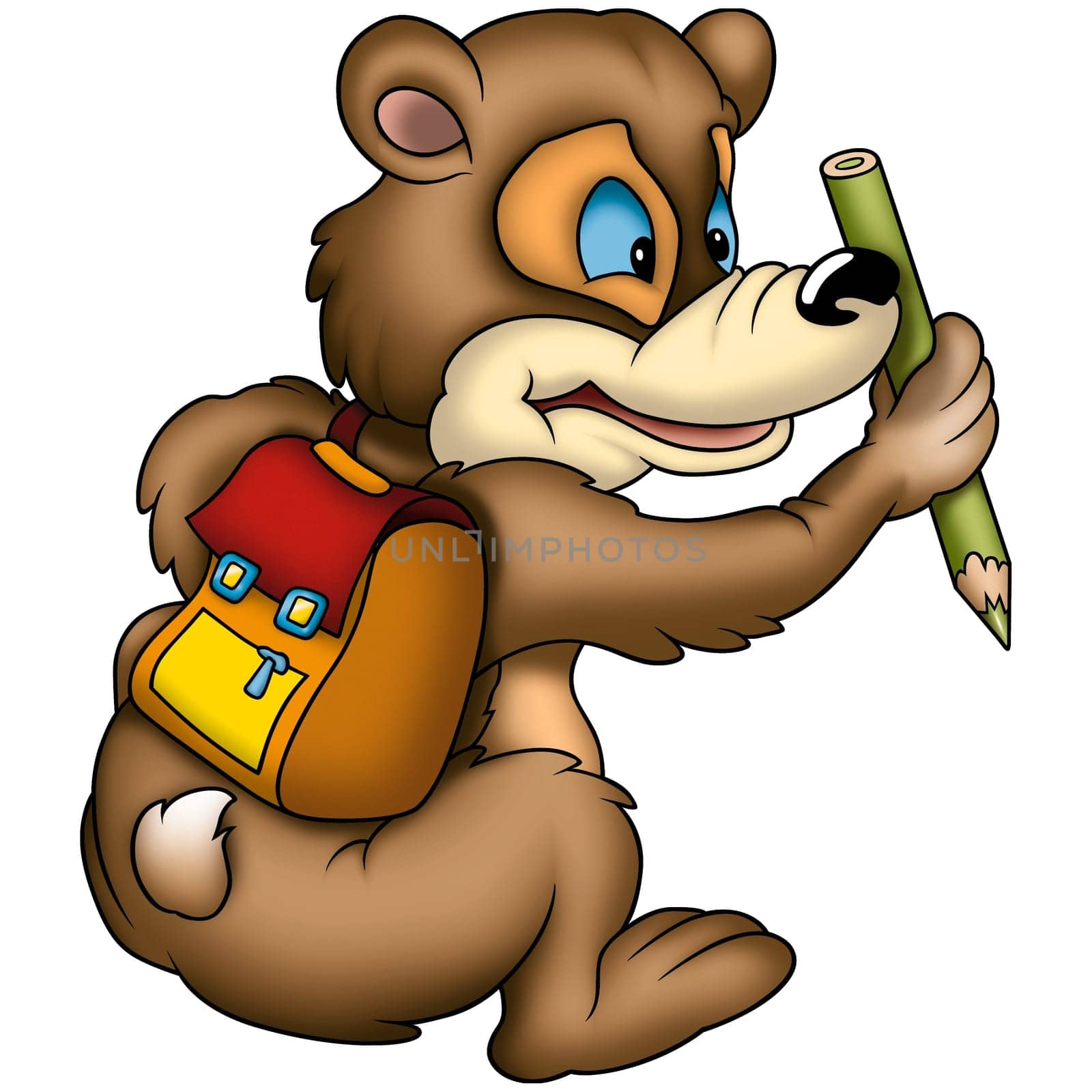 Teddy Bear 01 pupil - High detailed and coloured illustration - Bear in school