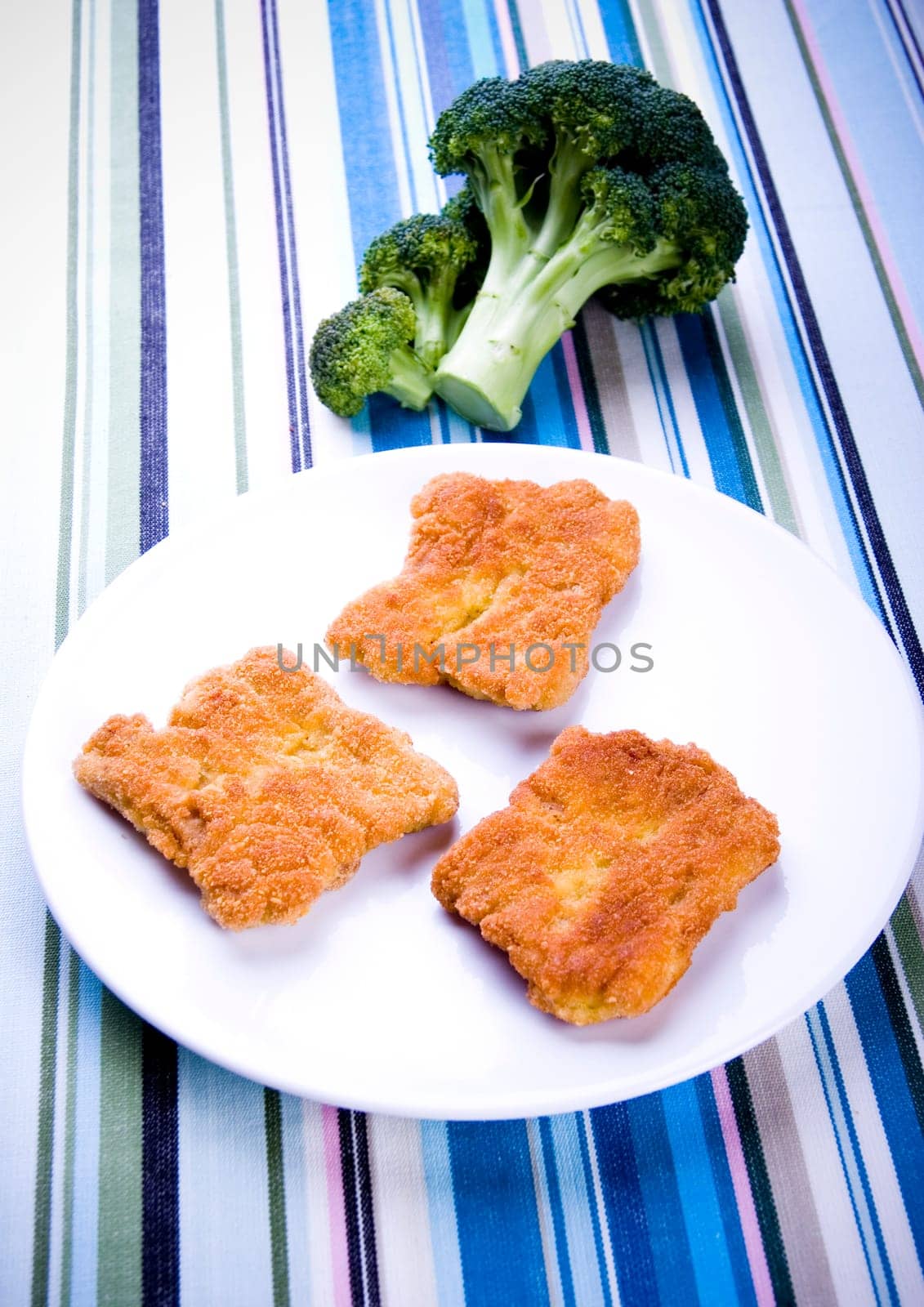 Soya cutlets & broccoli colorful background