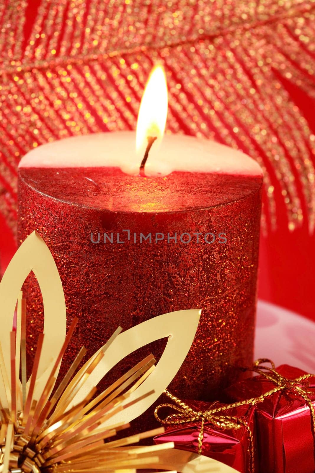 Christmas candles in red tone