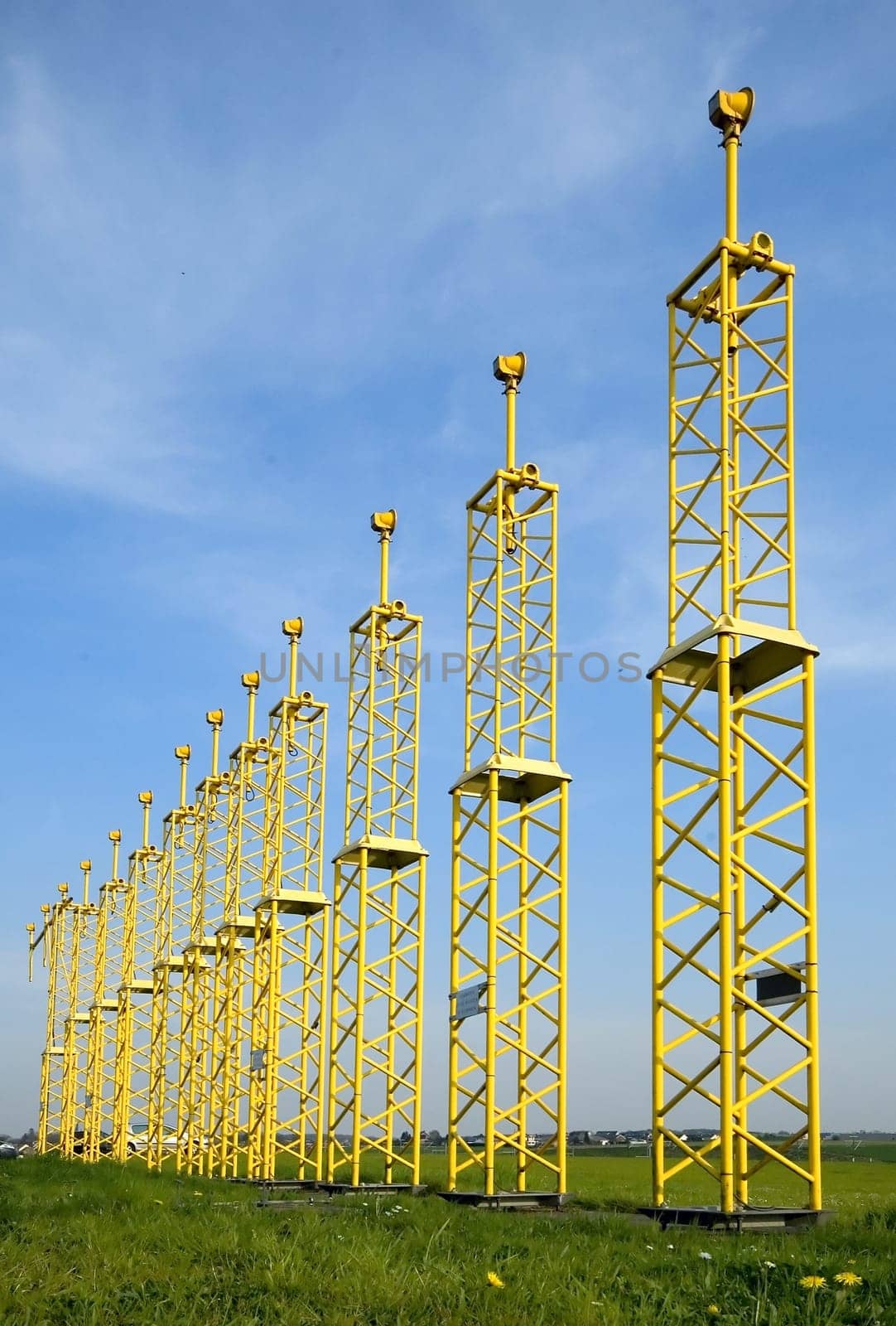 Line of landing lights at the airport