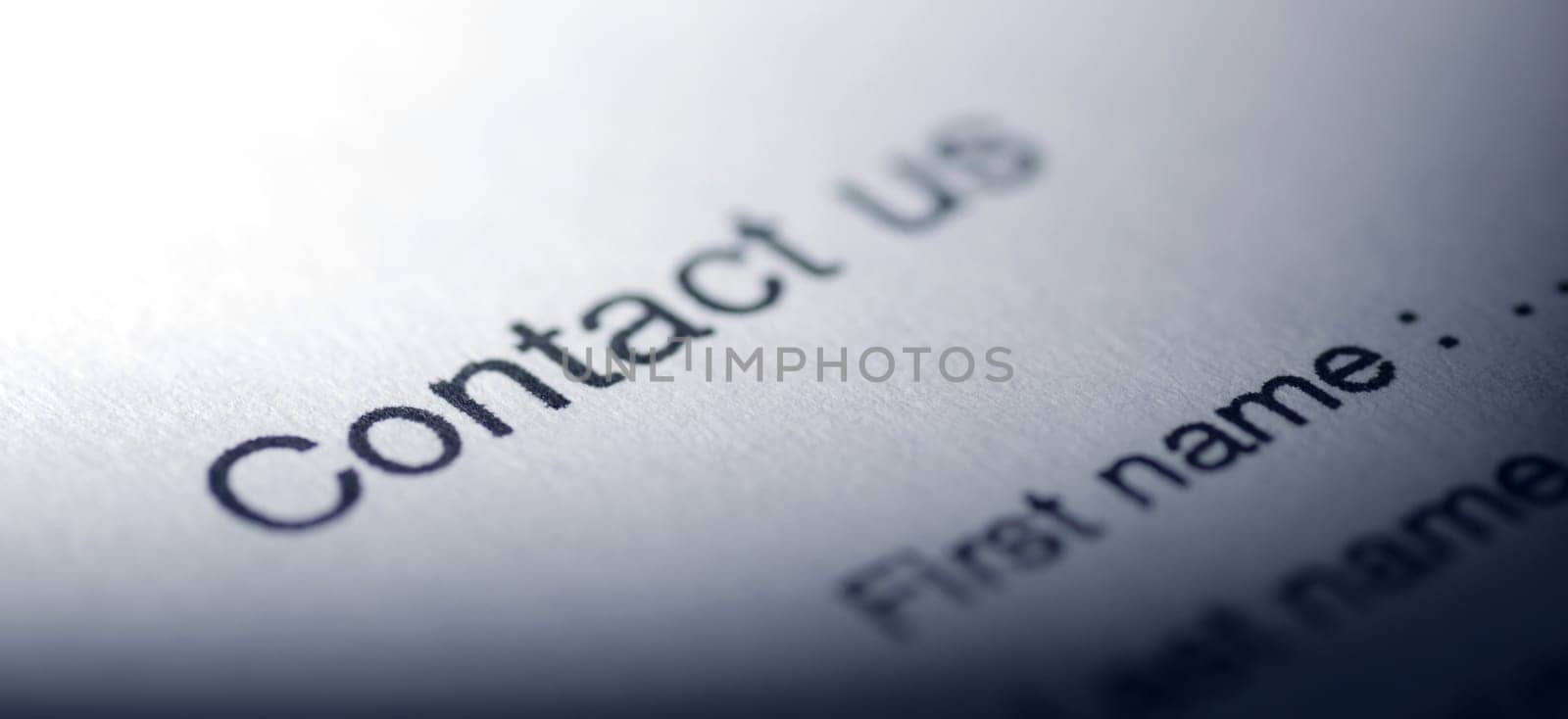 contact us form on white paper