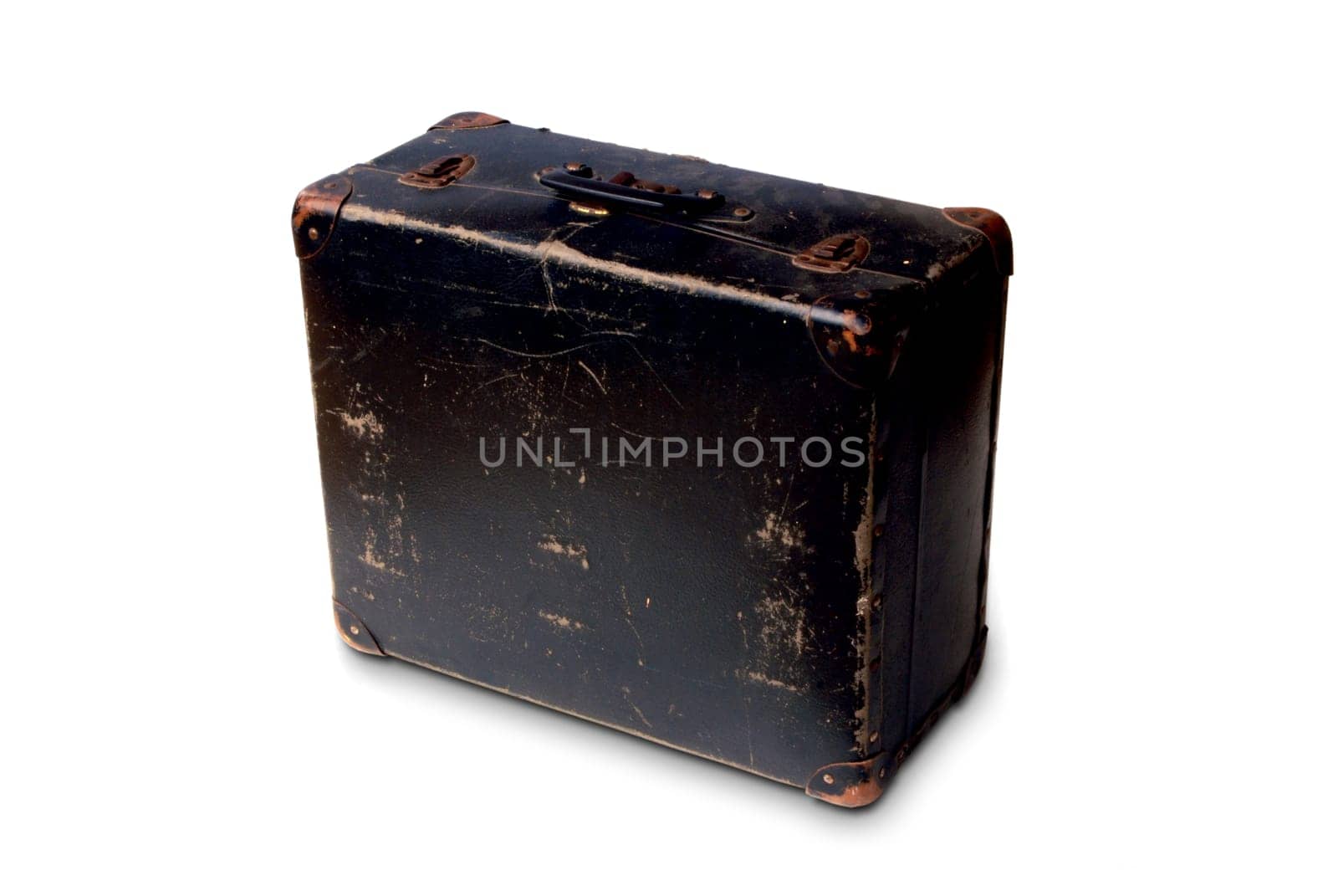 old black suitcase isolated on white background