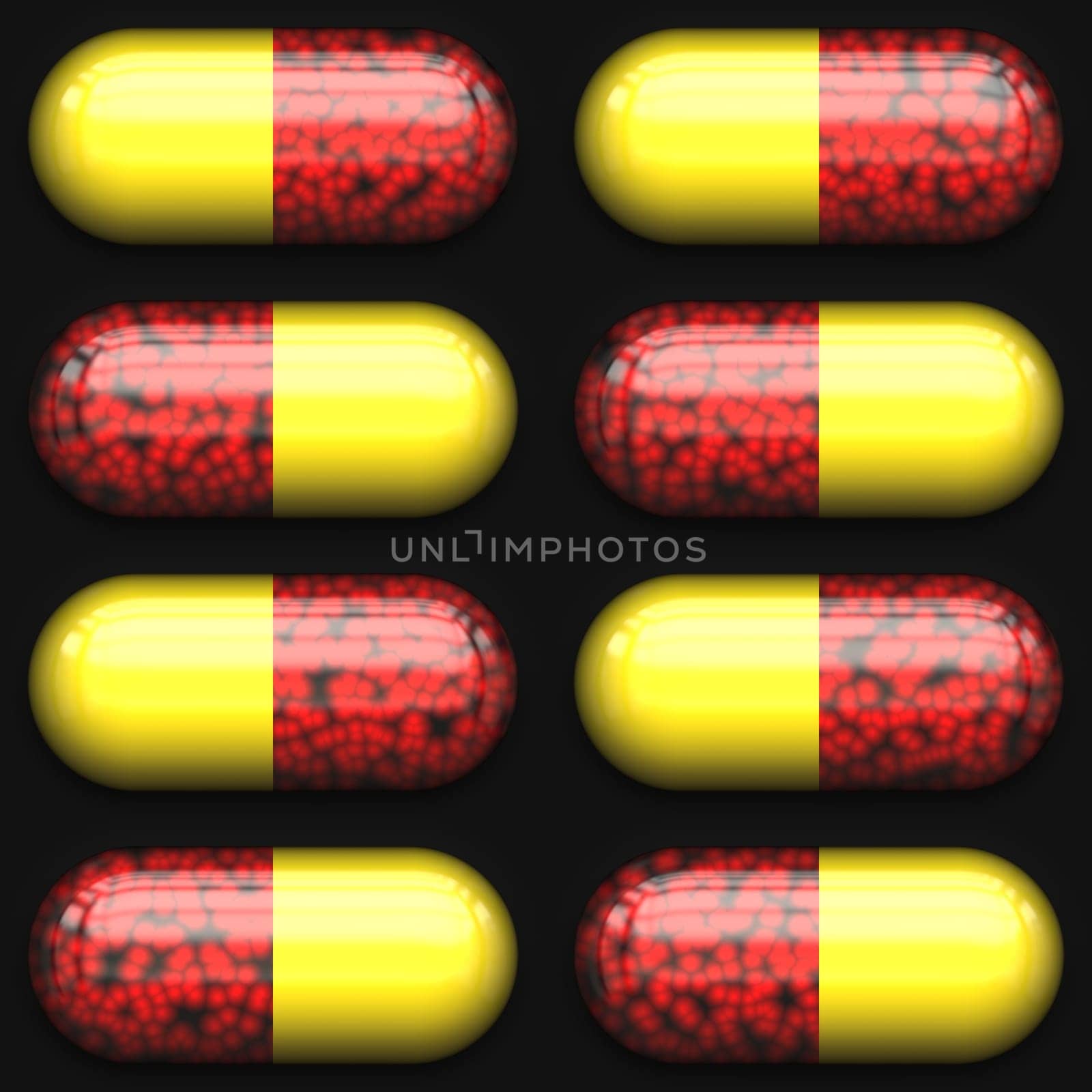 Blister pack of red and yellow pills