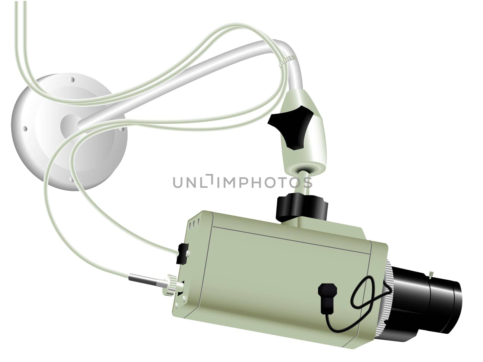 Videocamera of supervision on a white background