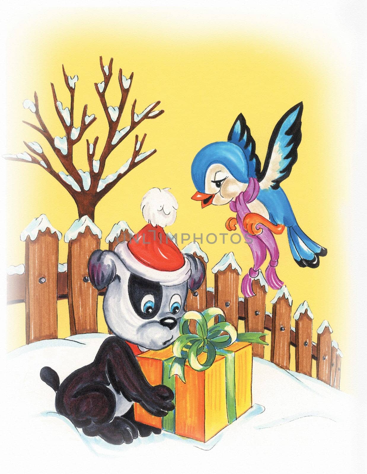 christmas card with puppy