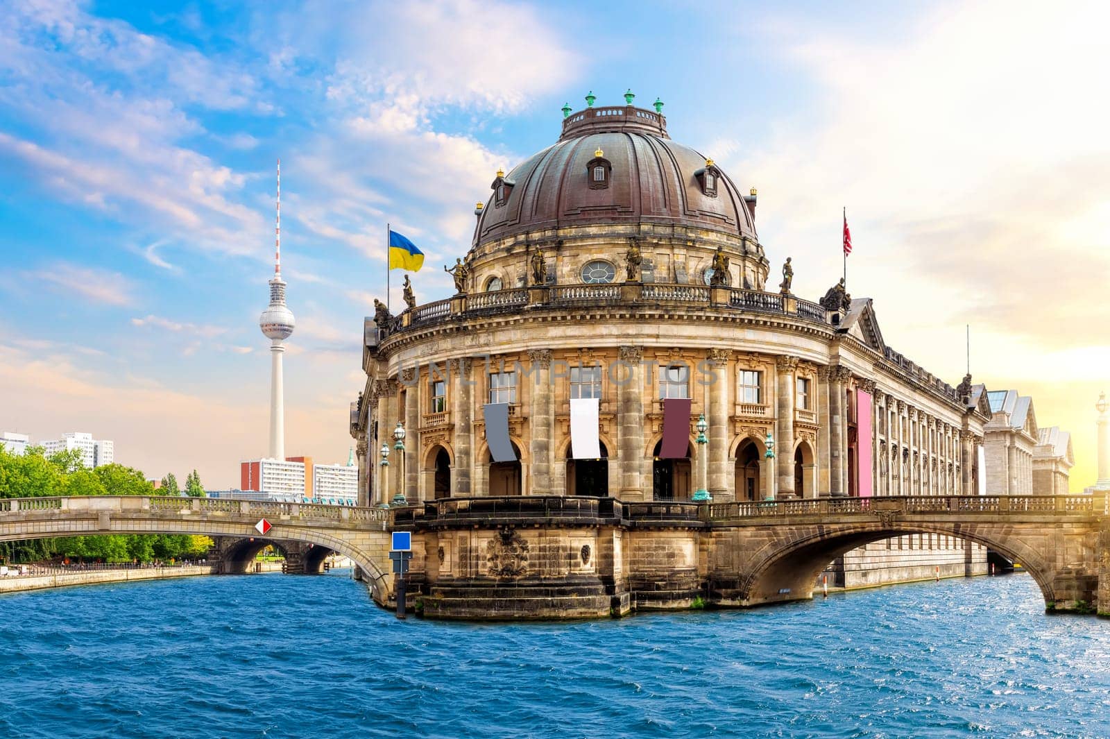 Museum Island on the Spree and view on the bridges, Berlin, Germany.