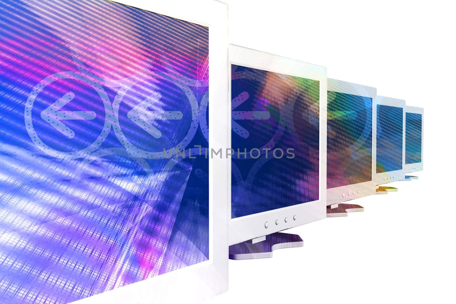 3d illustration of Laptop computer network with - techno concept