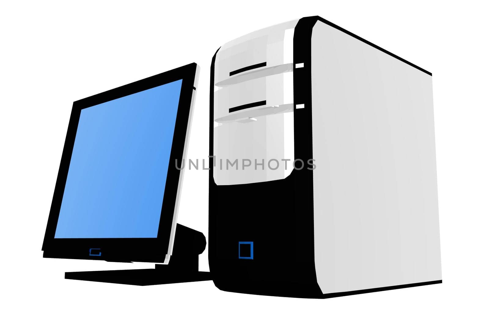 3d render illustration of desktop computer - technology concept