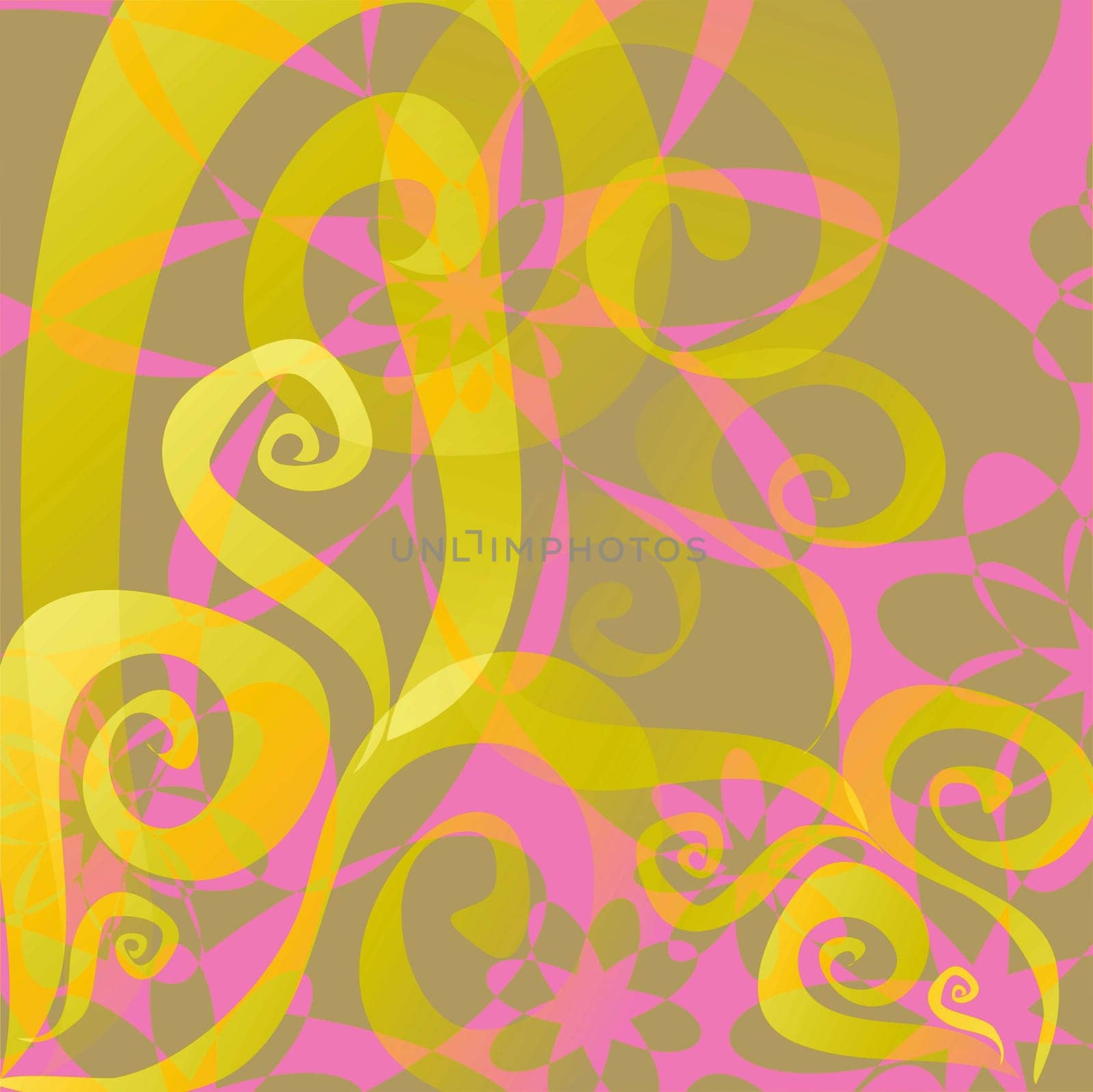 Seamless floral pattern with spirals in pink and lime green