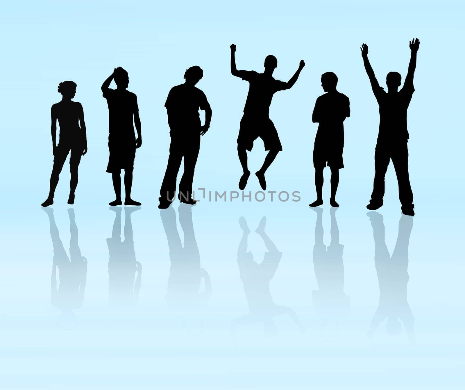 Active people silhouette - team concept