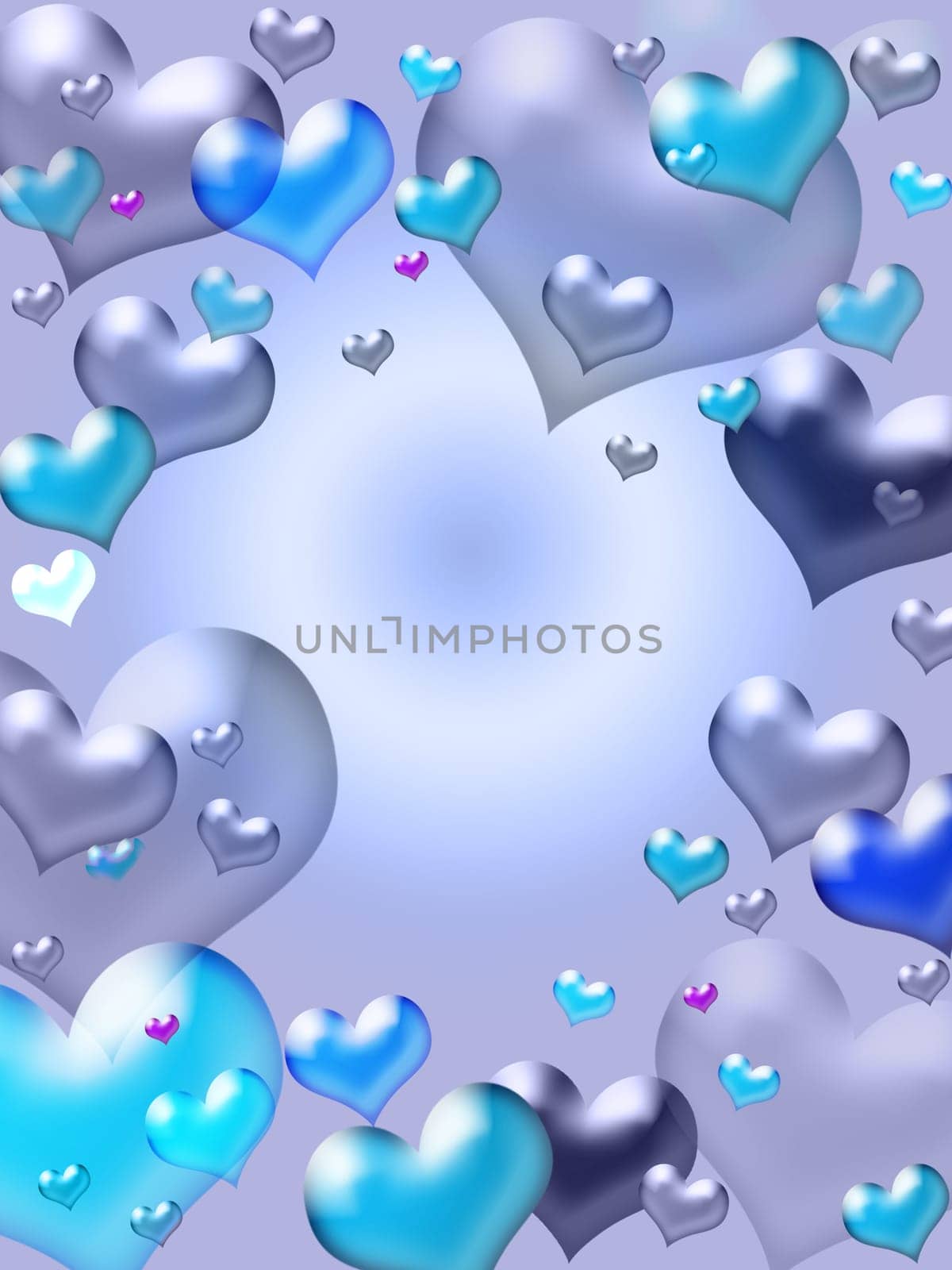 Illustration of purple hearts - valentine card background