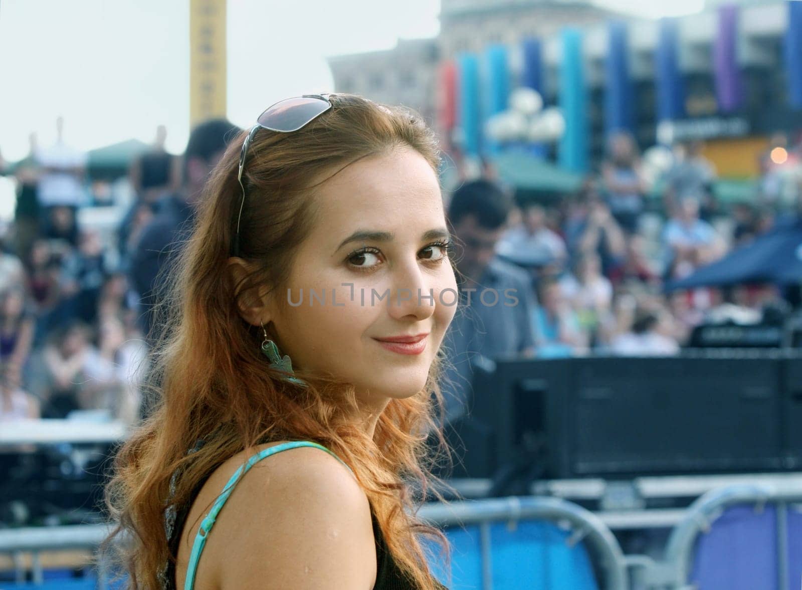 Girl and a concert crowd