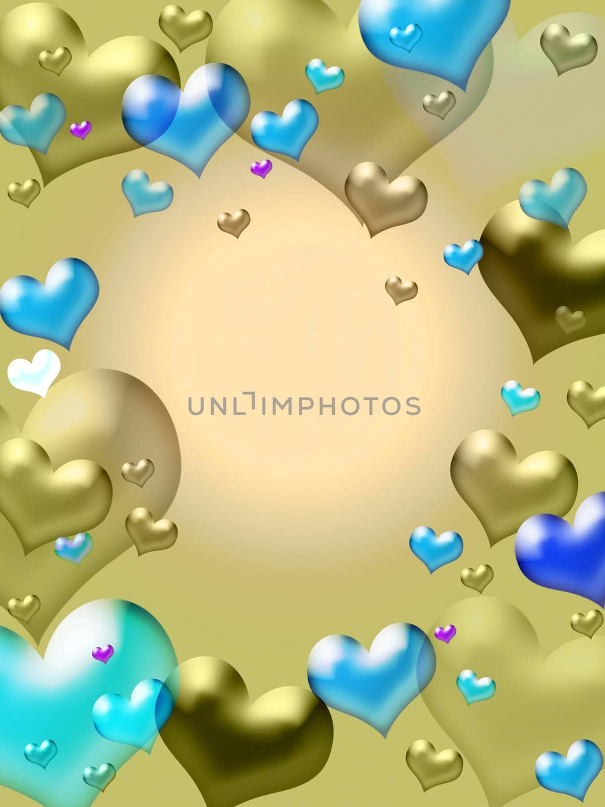 Illustration of golden hearts - valentine card background