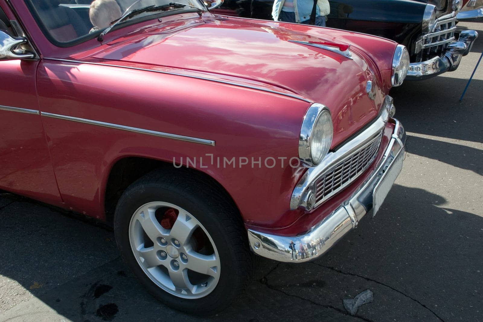 part of basket of old car on an exhibition retro techniques in Moscow, Russia