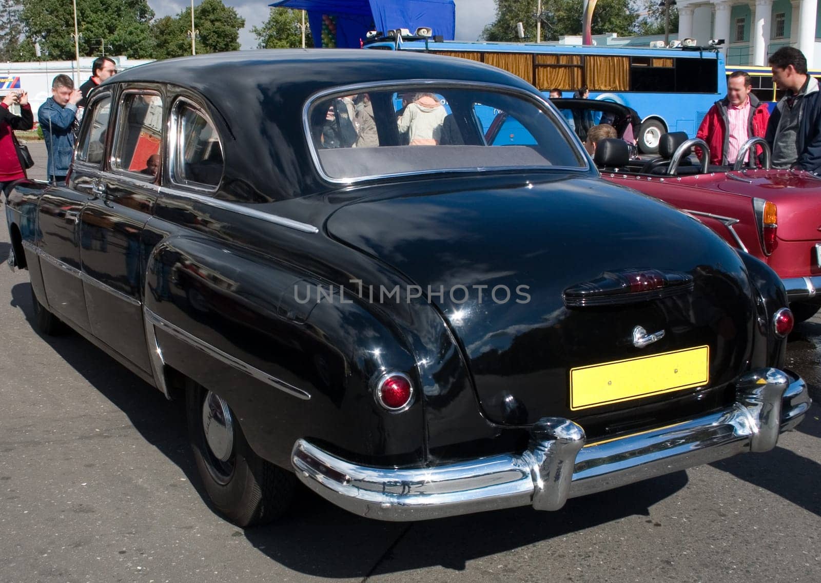 part of basket of old car on an exhibition retro techniques in Moscow, Russia