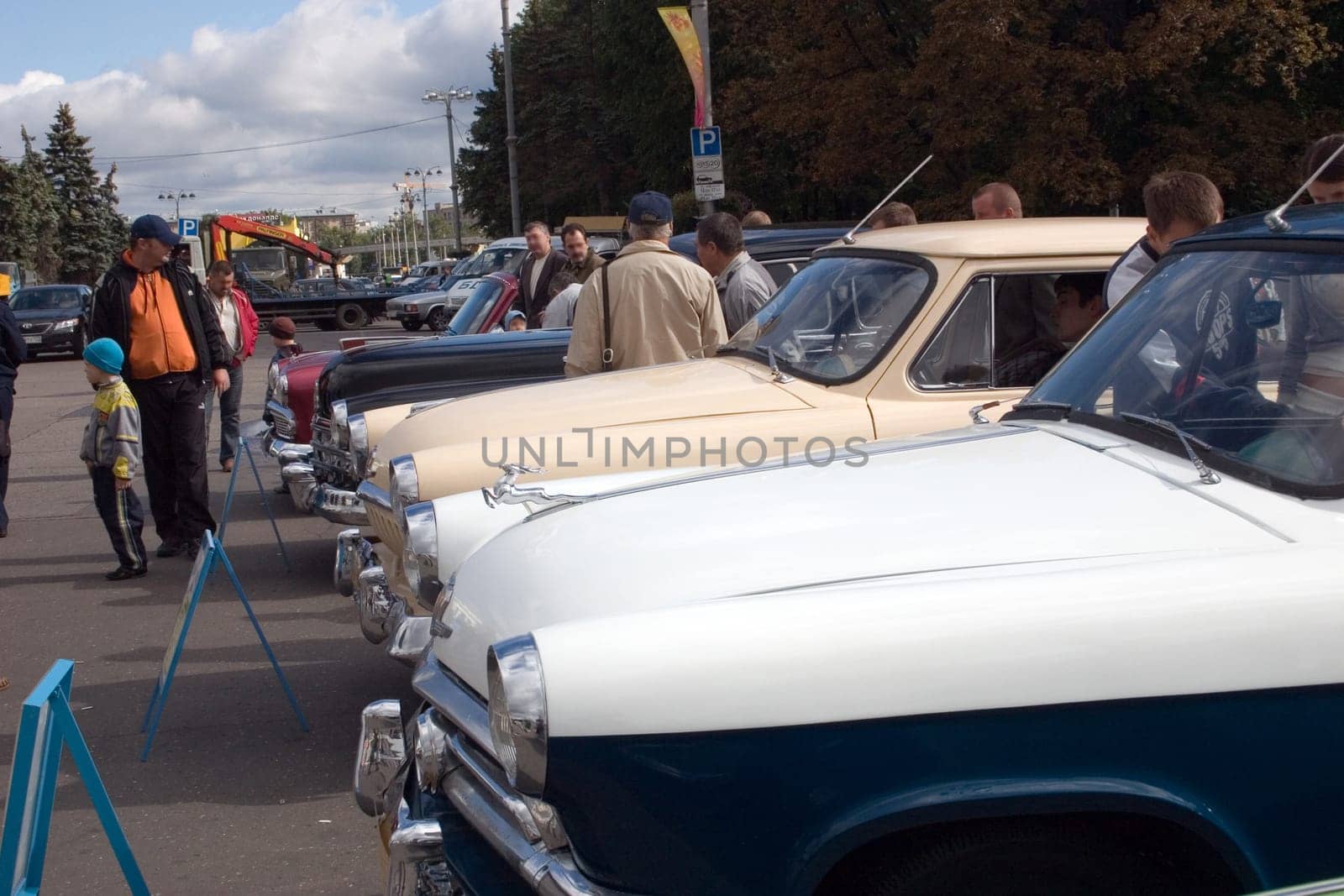 part of basket of old car on an exhibition retro techniques in Moscow, Russia