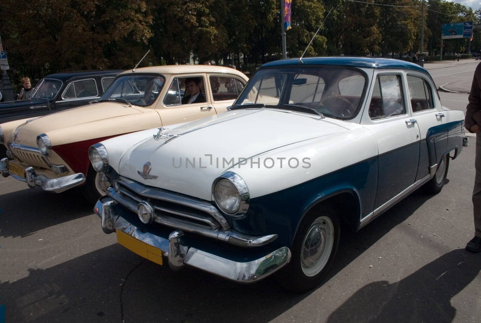 part of basket of old car on an exhibition retro techniques in Moscow, Russia