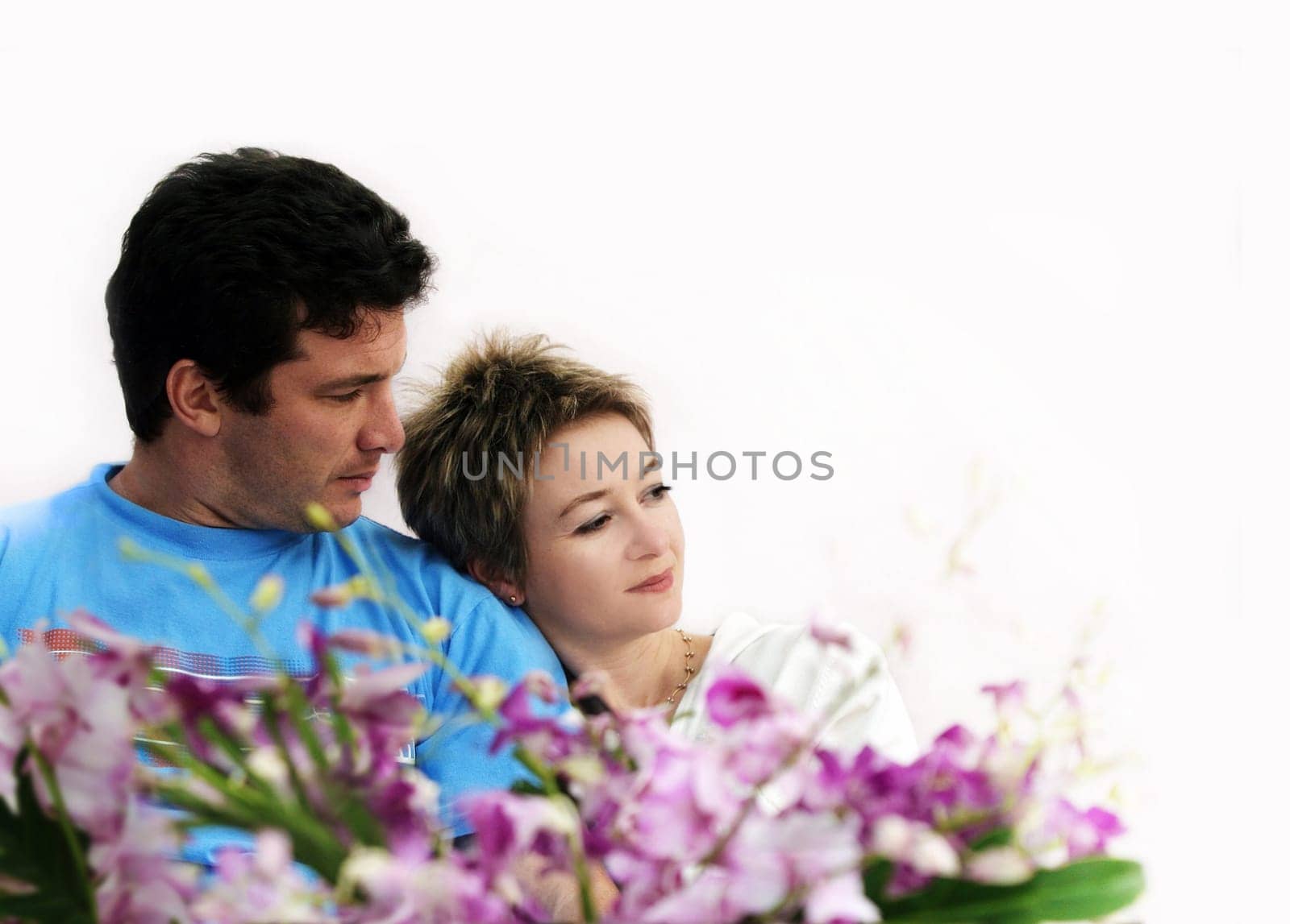 Sweet couple with flowers