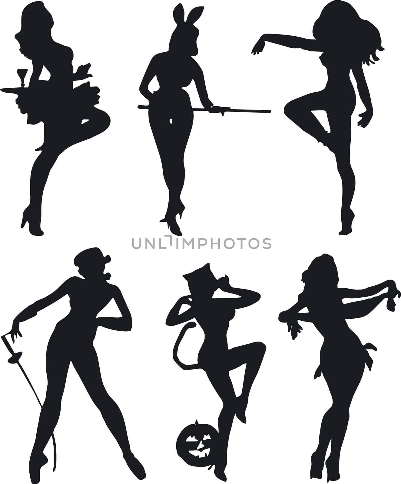 Illustration of sexy woman silhouettes
