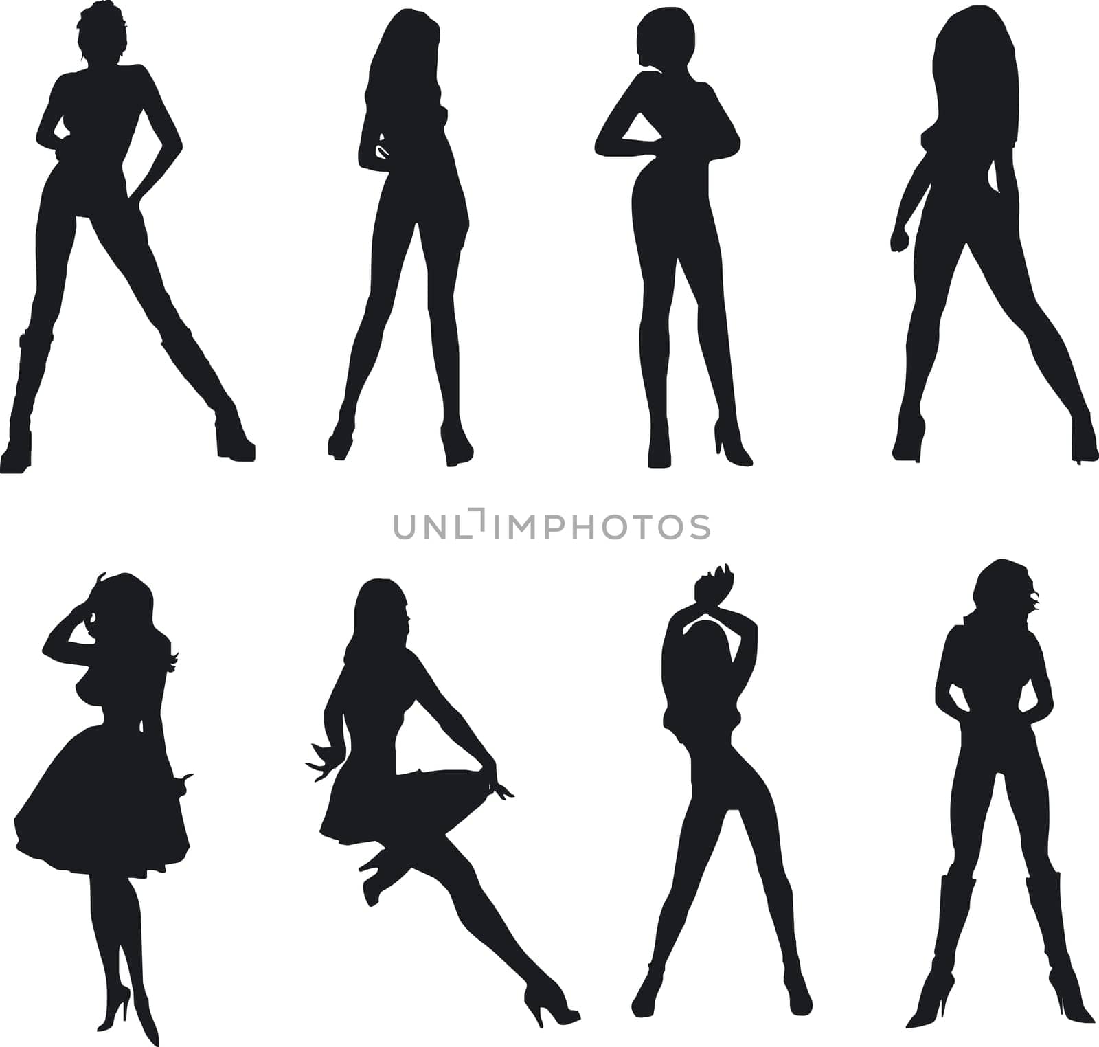 Illustration of sexy woman silhouettes