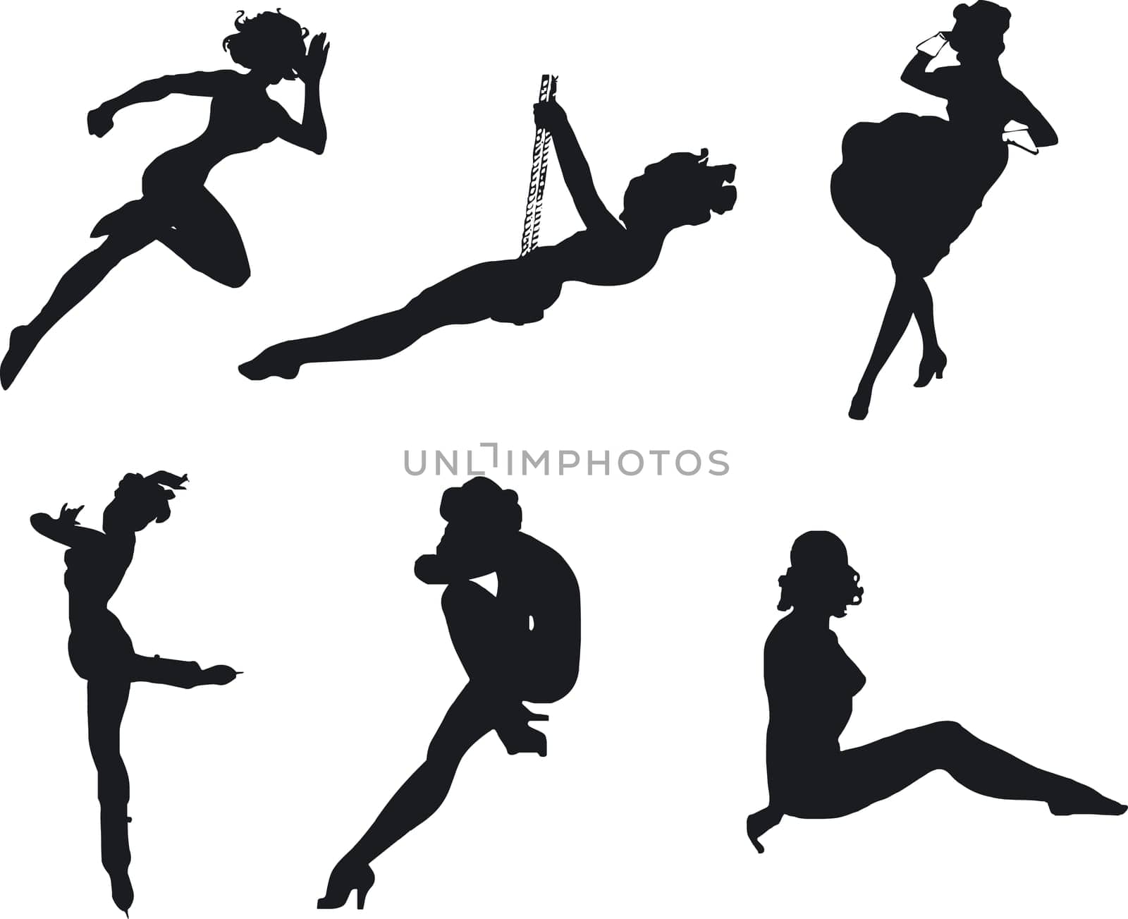 Illustration of sexy woman silhouettes