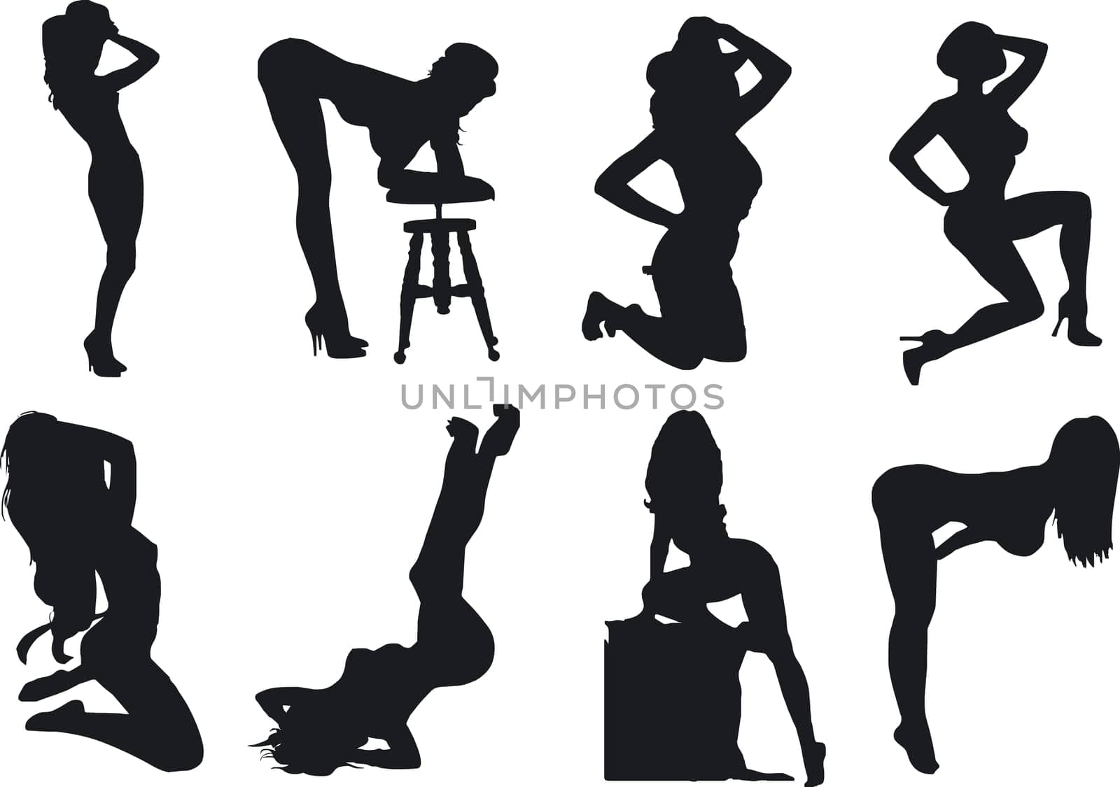 Illustration of sexy woman silhouettes