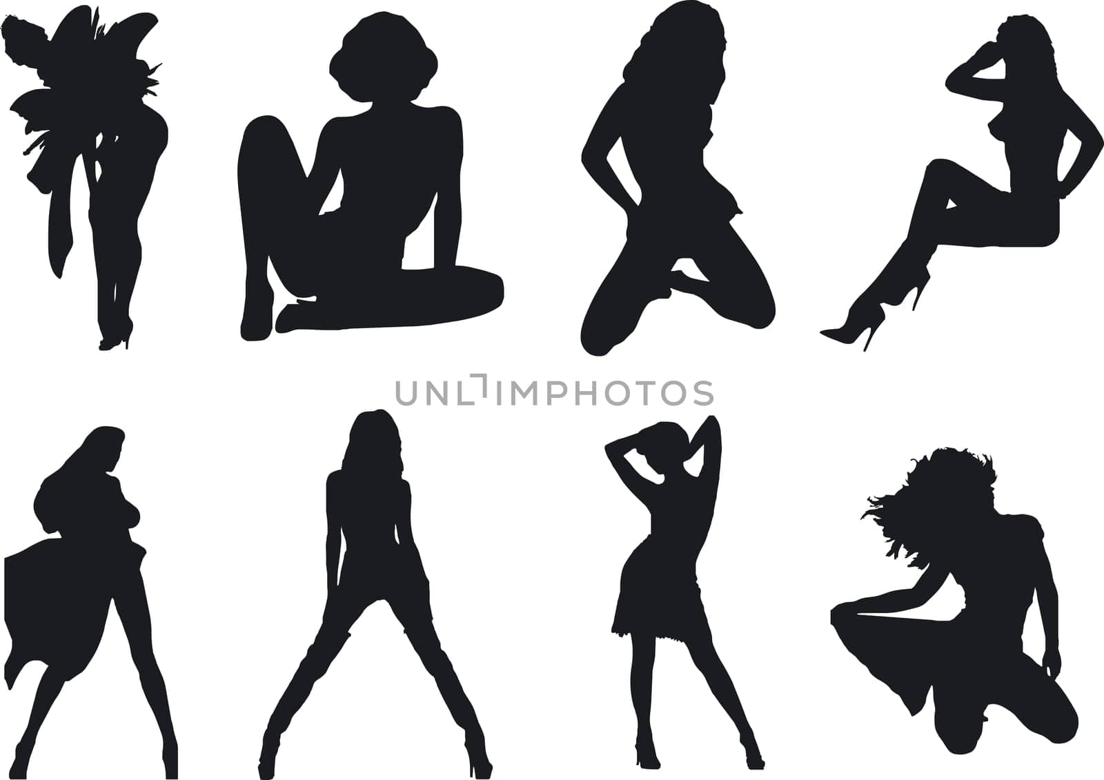 Illustration of sexy woman silhouettes